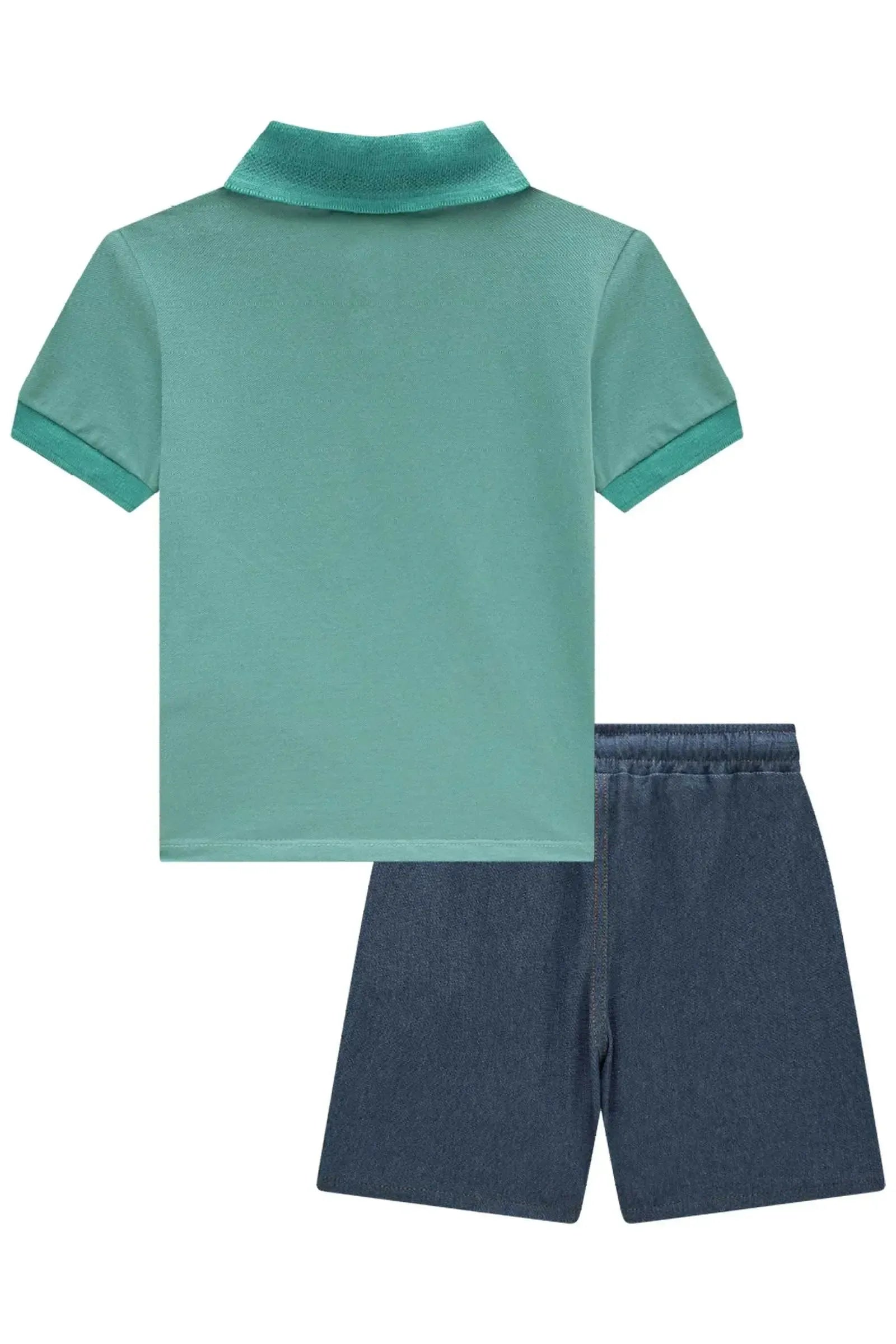 Conjunto de Camisa Polo em Piquet com Elastano e Bermuda em Cotton Jeans com Elastano 84701 Johnny Fox Teen Menino