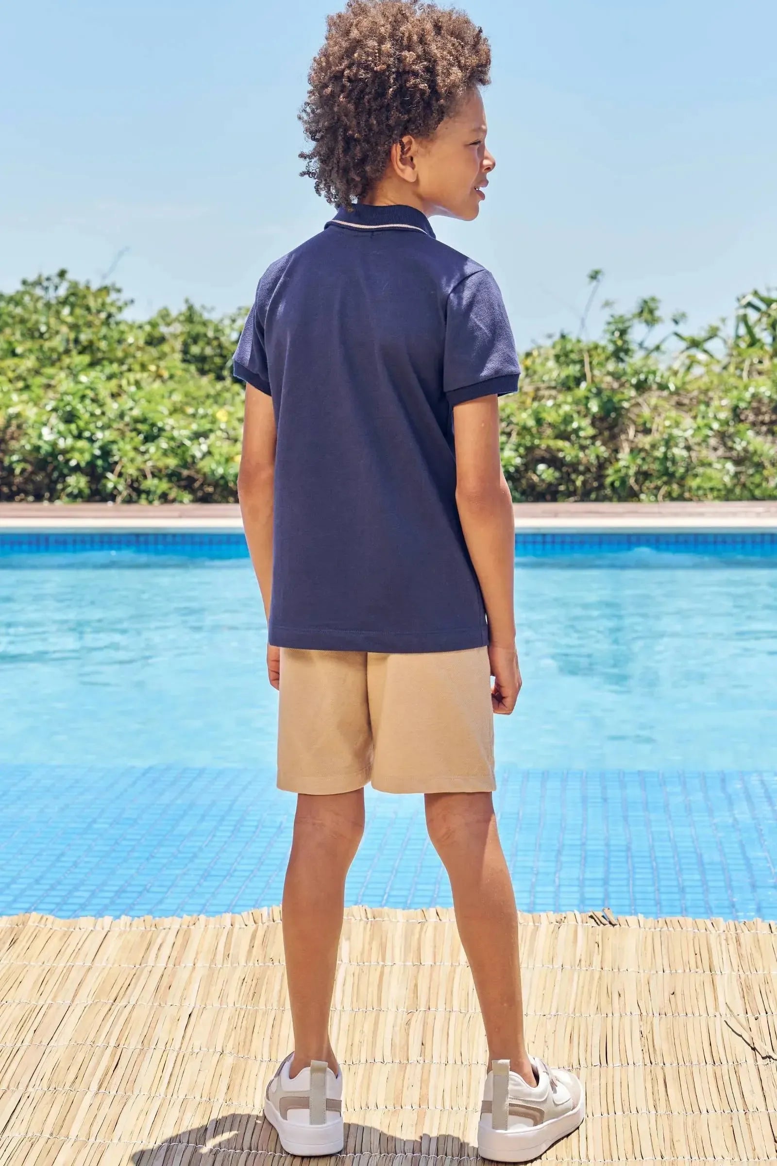 Conjunto de Camisa Polo em Piquet com Elastano e Bermuda em Cotton Jeans com Elastano 85274 LucBoo Infantil Menino