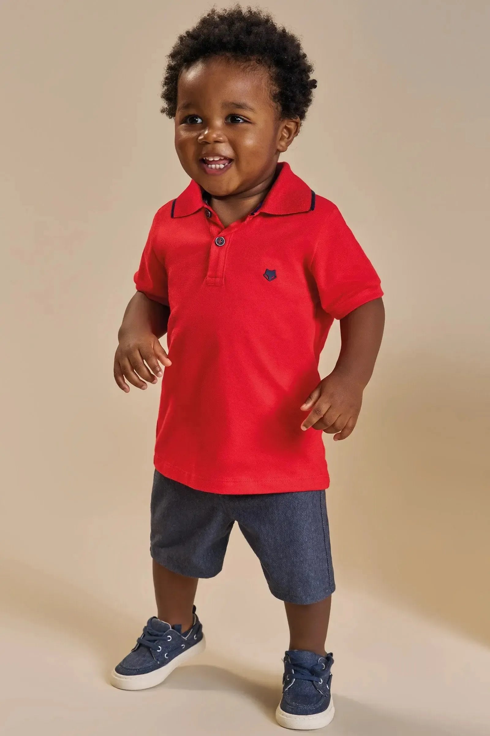 Conjunto de Camisa Polo em Piquet com Elastano e Bermuda em Cotton Jeans com Elastano 93905 Johnny Fox Bebê Menino