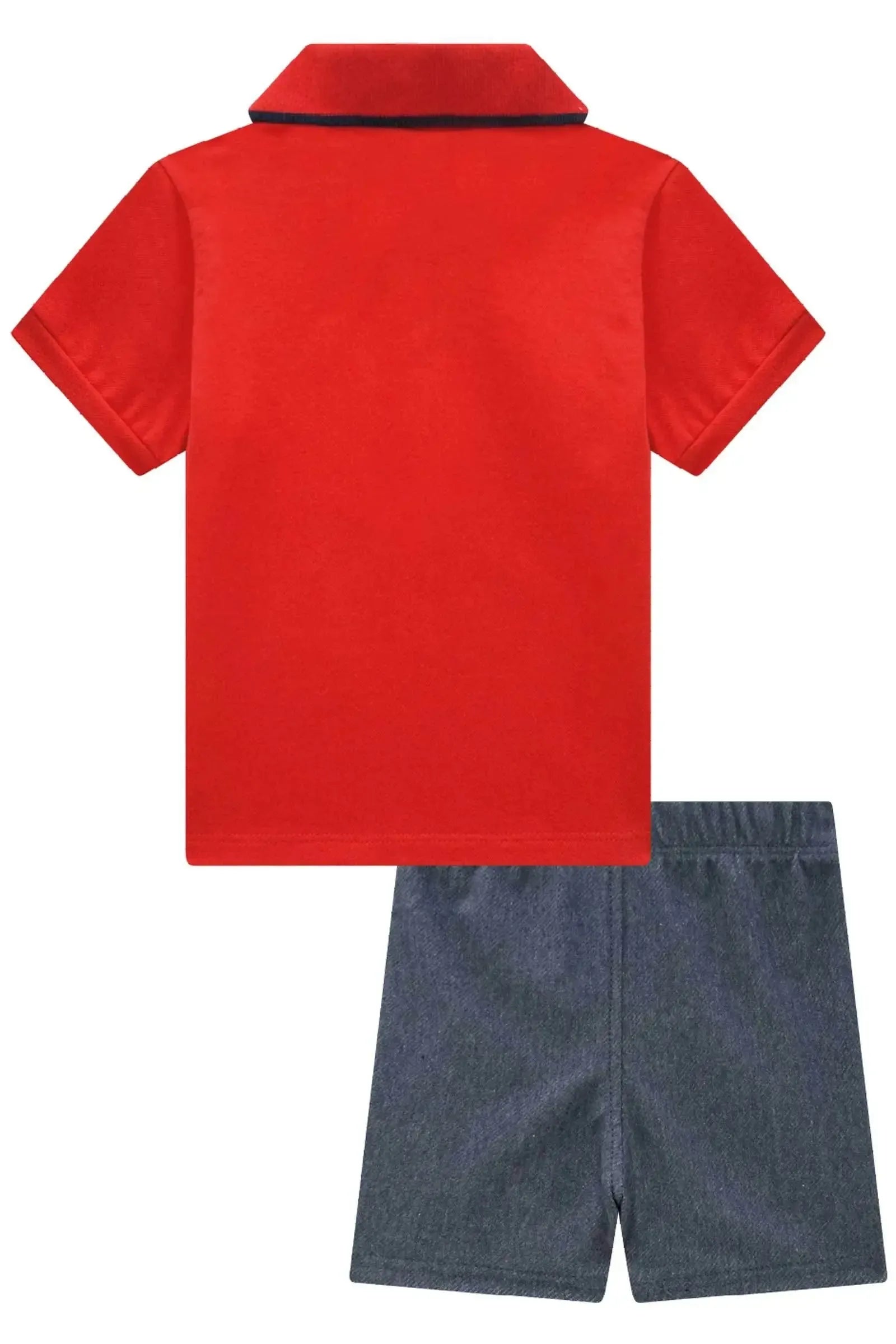 Conjunto de Camisa Polo em Piquet com Elastano e Bermuda em Cotton Jeans com Elastano 93905 Johnny Fox Bebê Menino