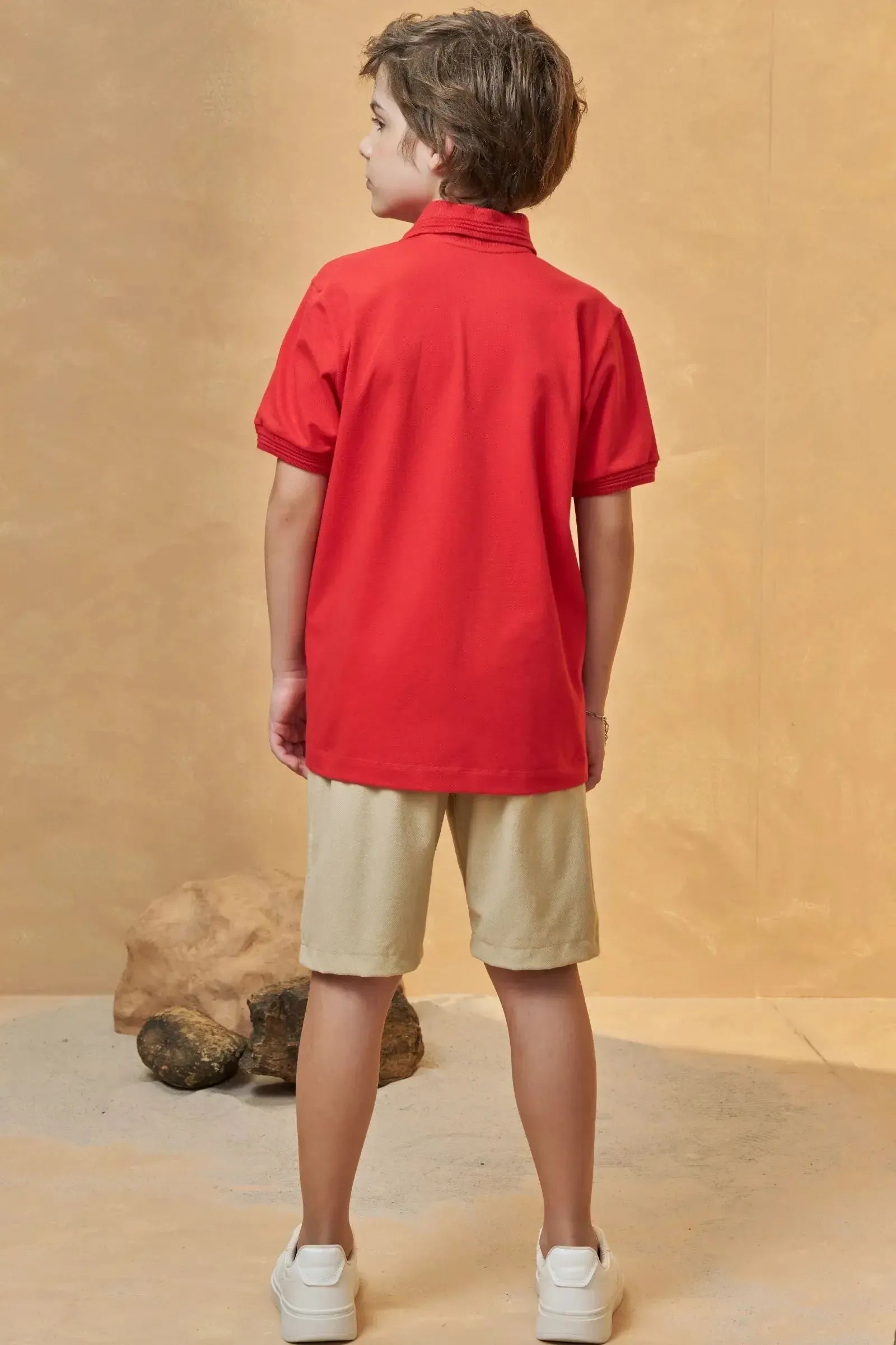 Conjunto de Camisa Polo em Piquet com Elastano e Bermuda em Cotton Jeans com Elastano 95770 Johnny Fox Teen Menino