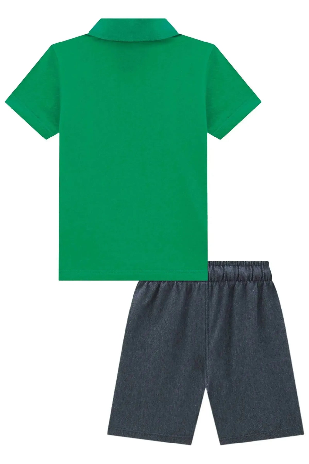 Conjunto de Camisa Polo em Piquet com Elastano e Bermuda em Cotton Jeans com Elastano 99360 Johnny Fox Teen Menino