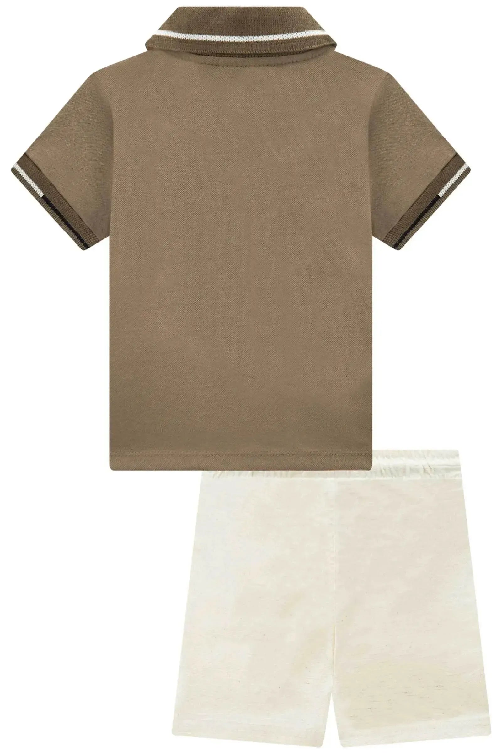 Conjunto de Camisa Polo em Piquet com Elastano e Bermuda em Linho Santorine com Elastano 93030 Johnny Fox Bebê Menino