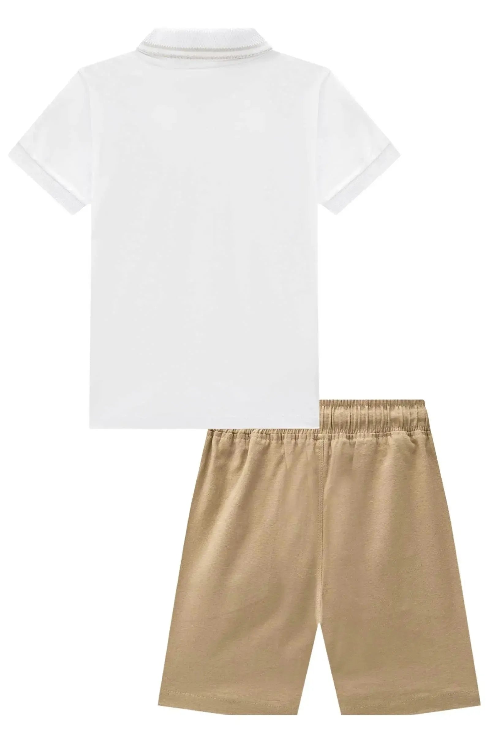 Conjunto de Camisa Polo em Piquet com Elastano e Bermuda em Linho Santorine com Elastano 94568 LucBoo Infantil Menino