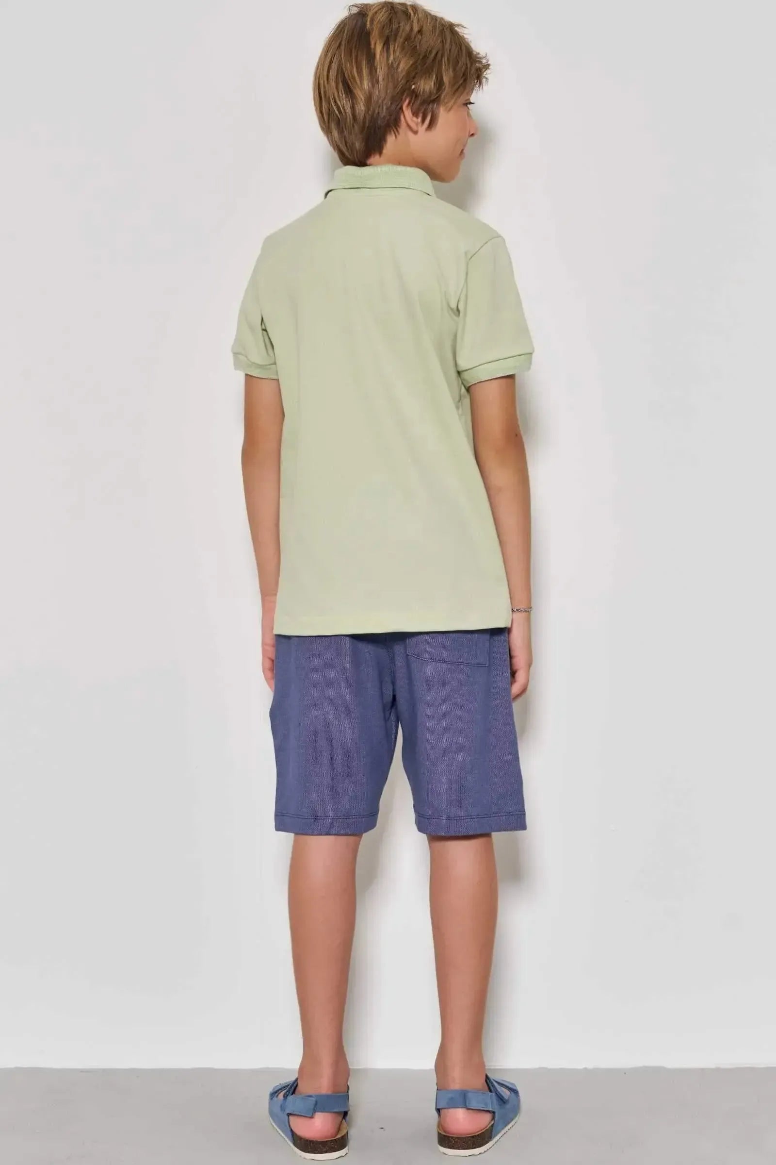 Conjunto de Camisa Polo em Piquet com Elastano e Bermuda em Malha Denim com Elastano 89041 Johnny Fox Teen Menino