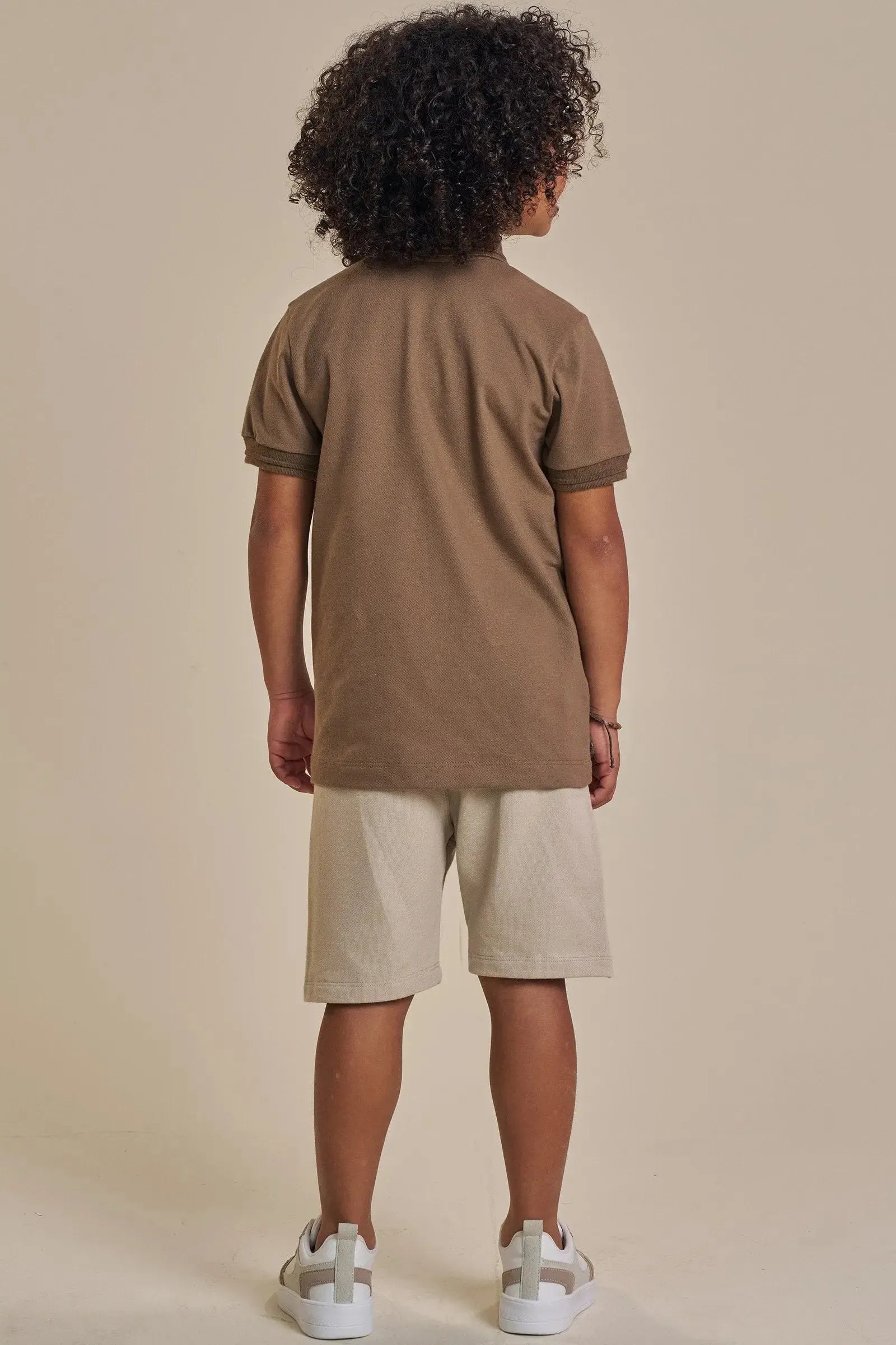 Conjunto de Camisa Polo em Piquet com Elastano e Bermuda em Moletwill com Elastano 92448 LucBoo Infantil Menino