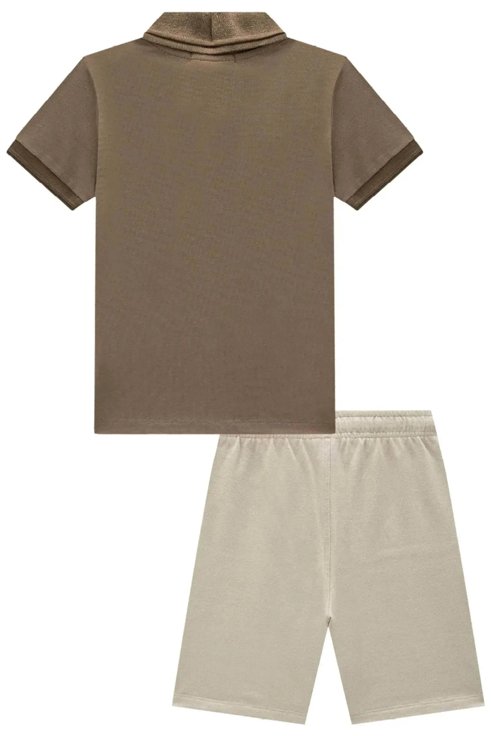 Conjunto de Camisa Polo em Piquet com Elastano e Bermuda em Moletwill com Elastano 92448 LucBoo Infantil Menino