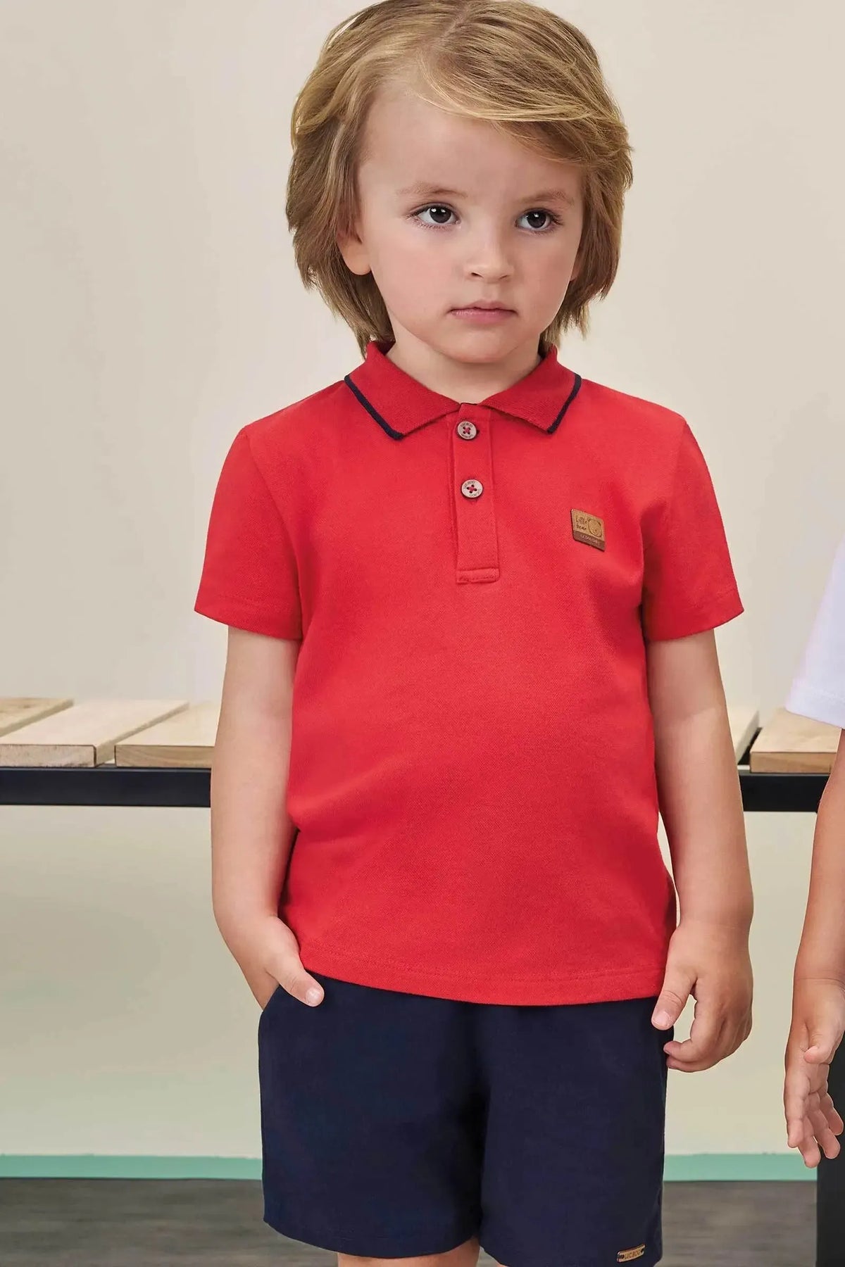 Conjunto de Camisa Polo em Piquet com Elastano e Bermuda em Sarja Girassol com Elastano 97901 LucBoo Infantil Menino