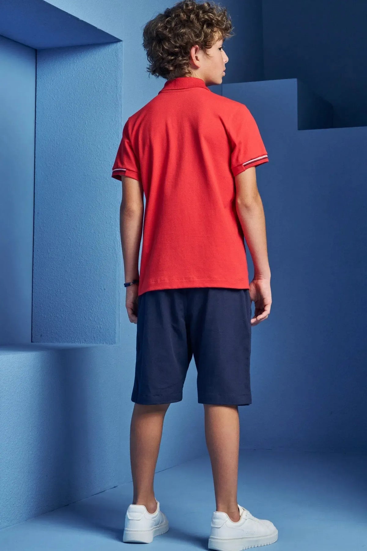 Conjunto de Camisa Polo em Piquet com Elastano e Bermuda em Sarja Girassol com Elastano 98821 Johnny Fox Teen Menino