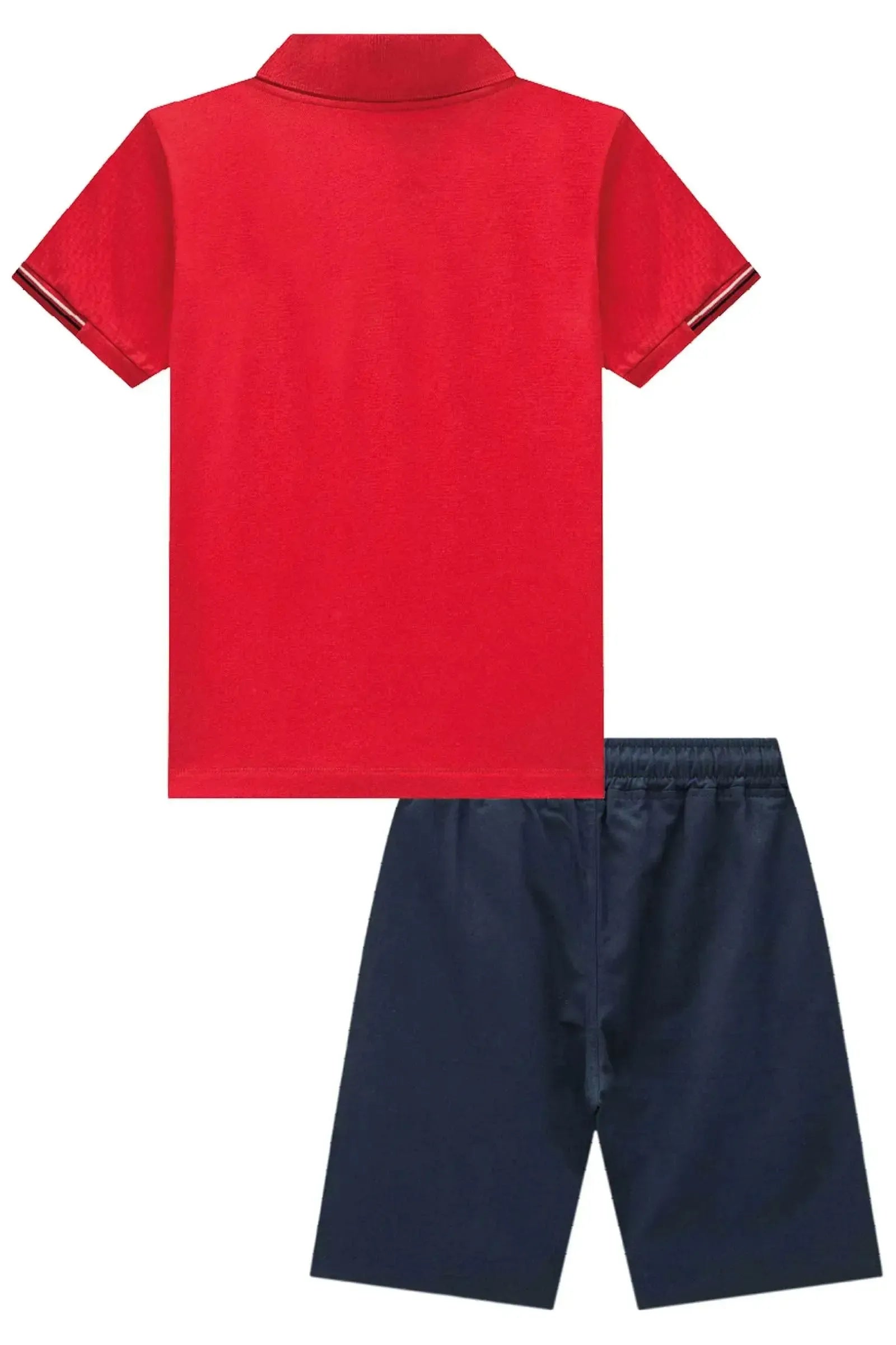 Conjunto de Camisa Polo em Piquet com Elastano e Bermuda em Sarja Girassol com Elastano 98821 Johnny Fox Teen Menino