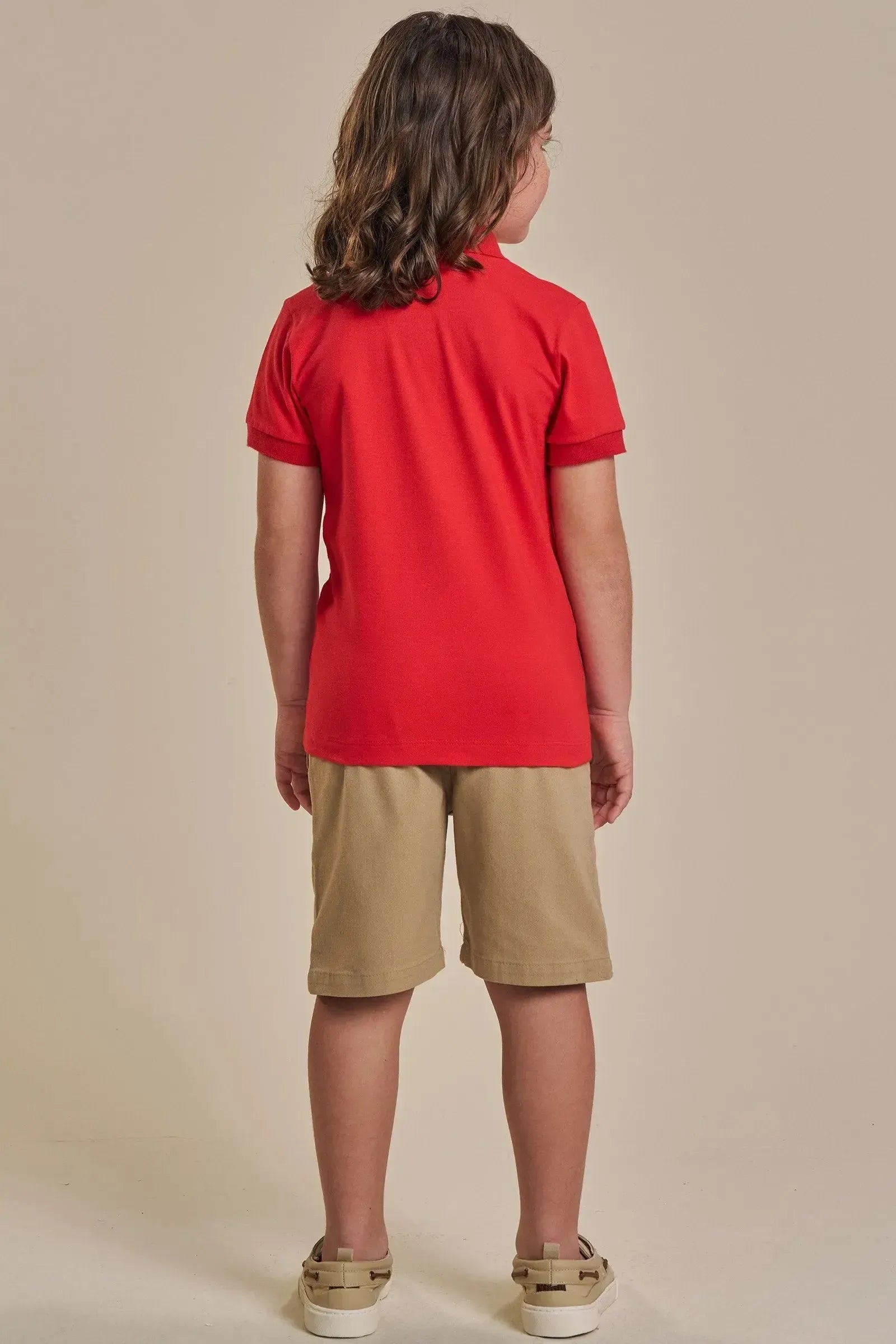 Conjunto de Camisa Polo em Piquet com Elastano e Bermuda em Sarja Stretch com Elastano 92444 LucBoo Infantil Menino