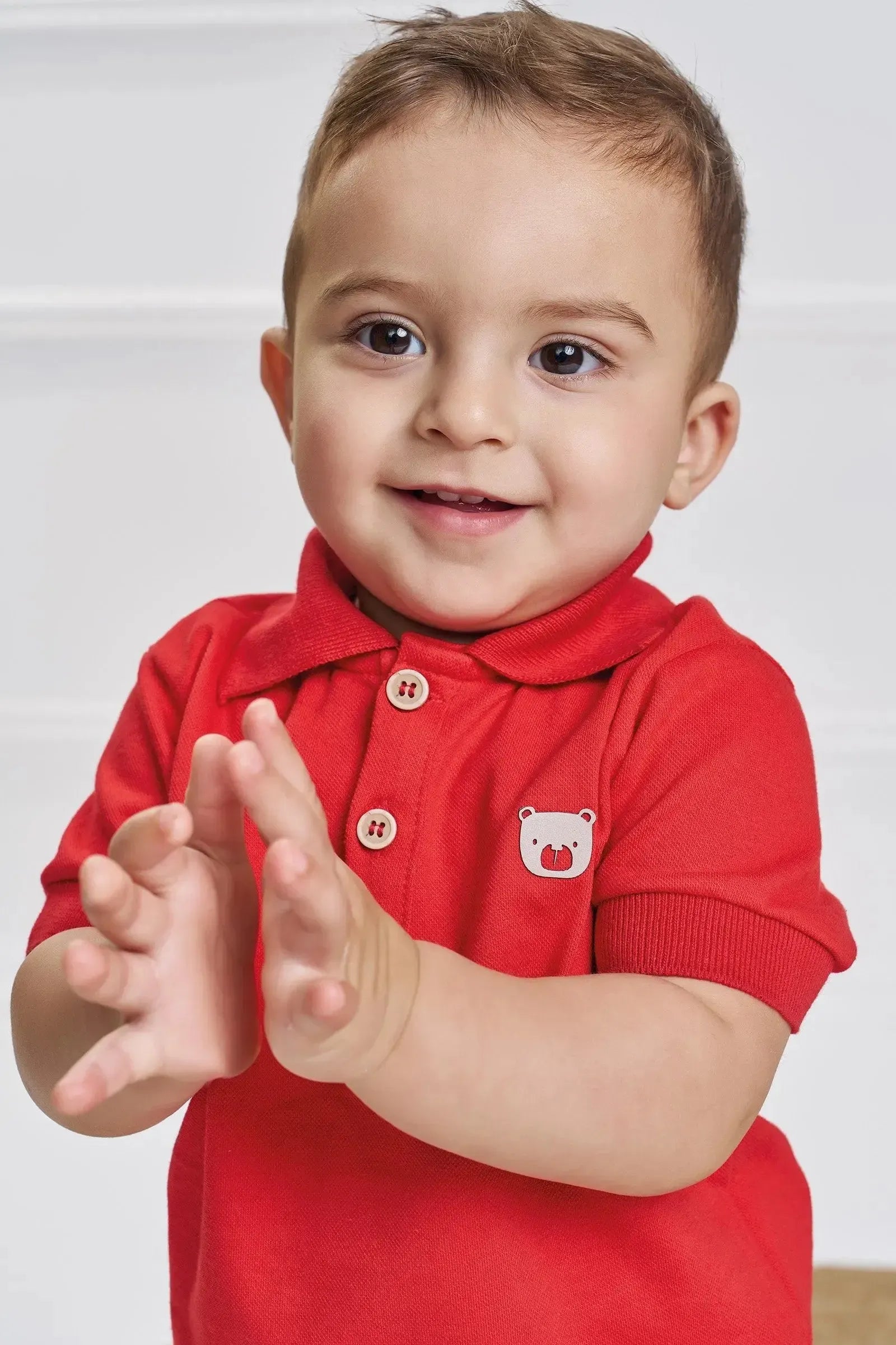 Conjunto de Camisa Polo em Piquet com Elastano e Bermuda em Tecido Sarjado 92816 LucBoo Bebê Menino