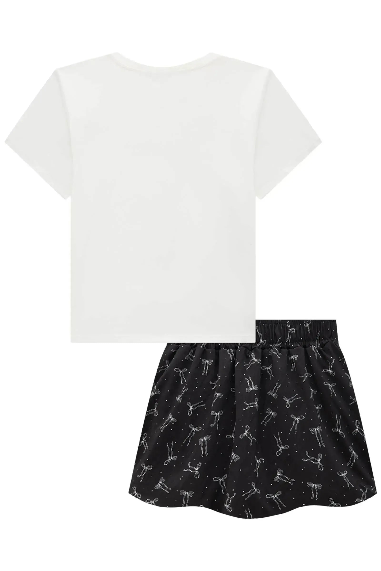 Conjunto de Camiseta Comfy em Meia Malha e Saia Balonê em Light Peach 92695 Vic&Vicky Teen Menina