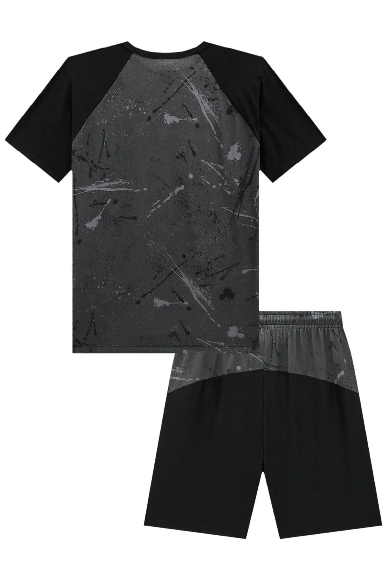 Conjunto de Camiseta e Bermuda em Malha Space Green 85649 Johnny Fox Teen Menino