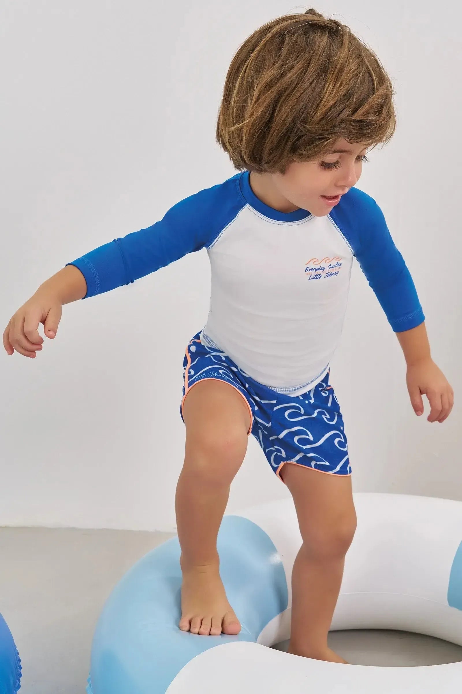 Conjunto de Camiseta e Malha Uv Dry com Proteção UV50+ e Bermuda em Nylon com Elastano 88776 Johnny Fox Bebê Menino