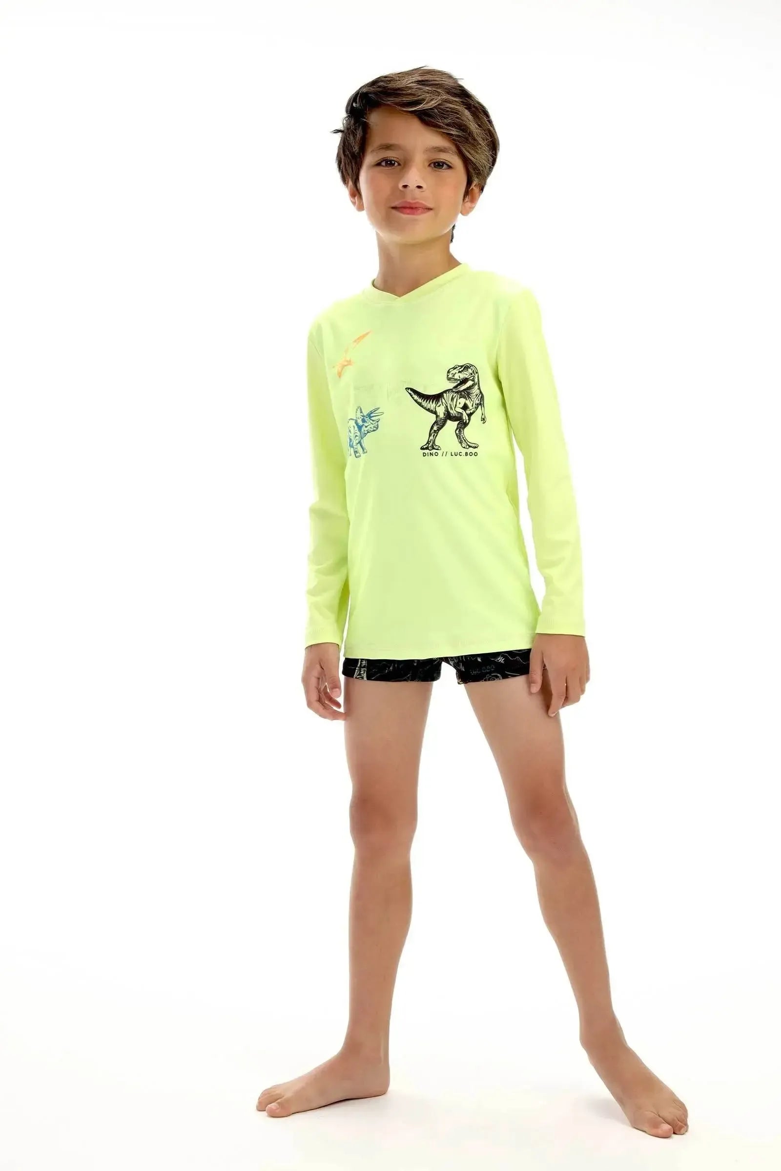 Conjunto de Camiseta e Sunga em Malha UV Dry com Preoteção UV 50+ 92474 LucBoo Infantil Menino