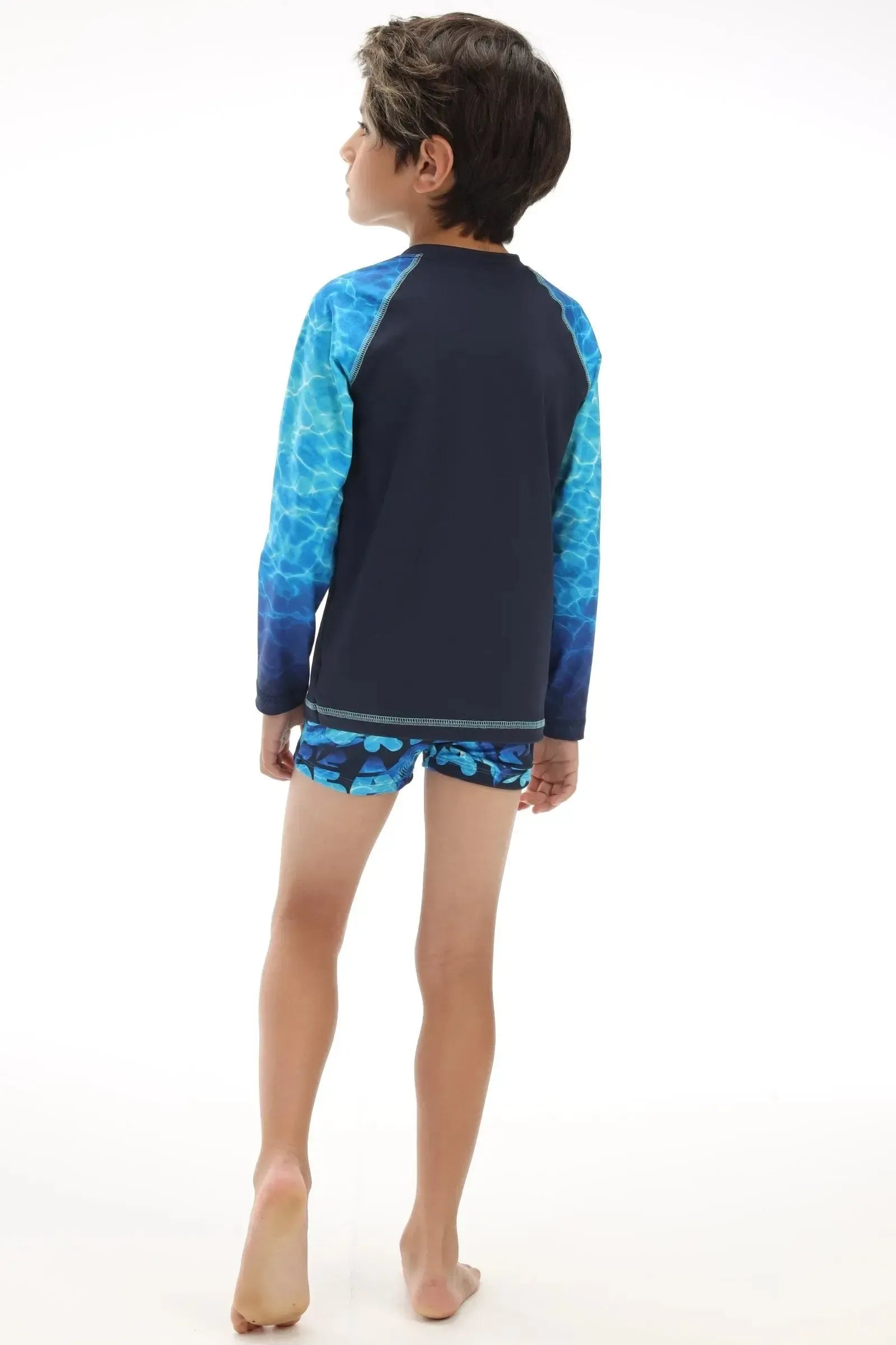 Conjunto de Camiseta e Sunga em Malha UV Dry com Preoteção UV50+ 92467 LucBoo Infantil Menino