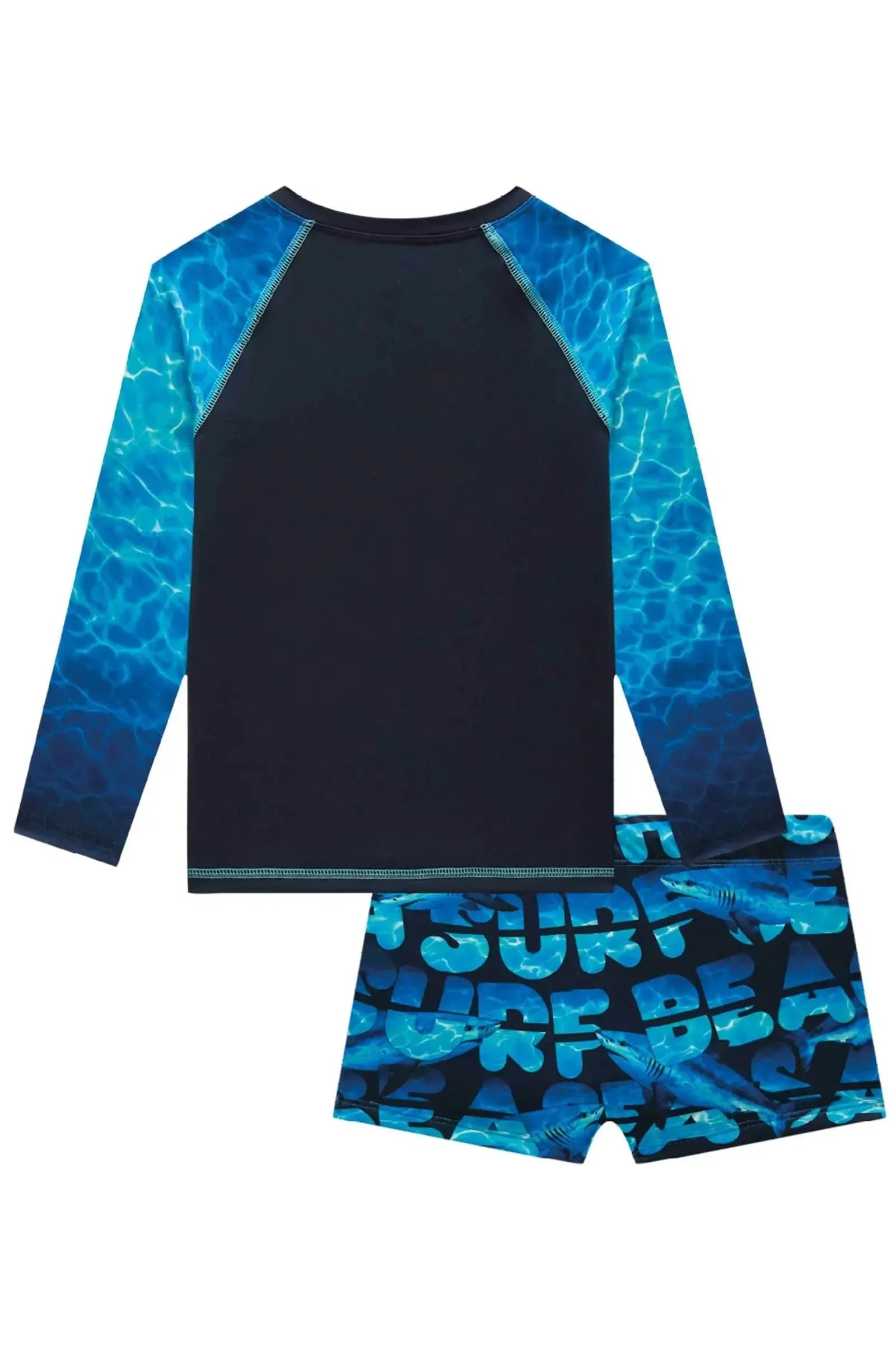 Conjunto de Camiseta e Sunga em Malha UV Dry com Preoteção UV50+ 92467 LucBoo Infantil Menino