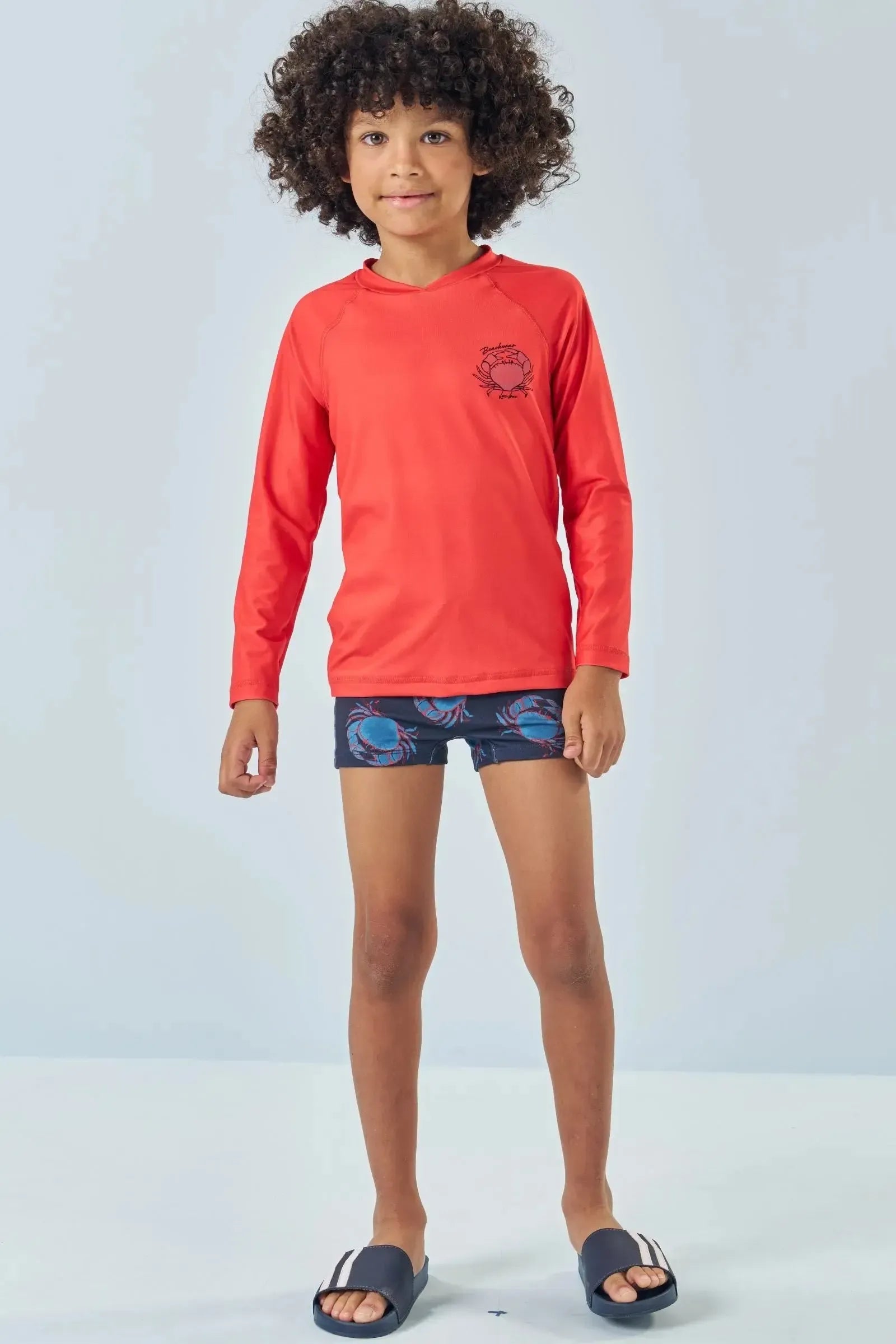Conjunto de Camiseta e Sunga em Malha UV Dry com Proteção UV 50+ 85123 LucBoo Infantil Menino