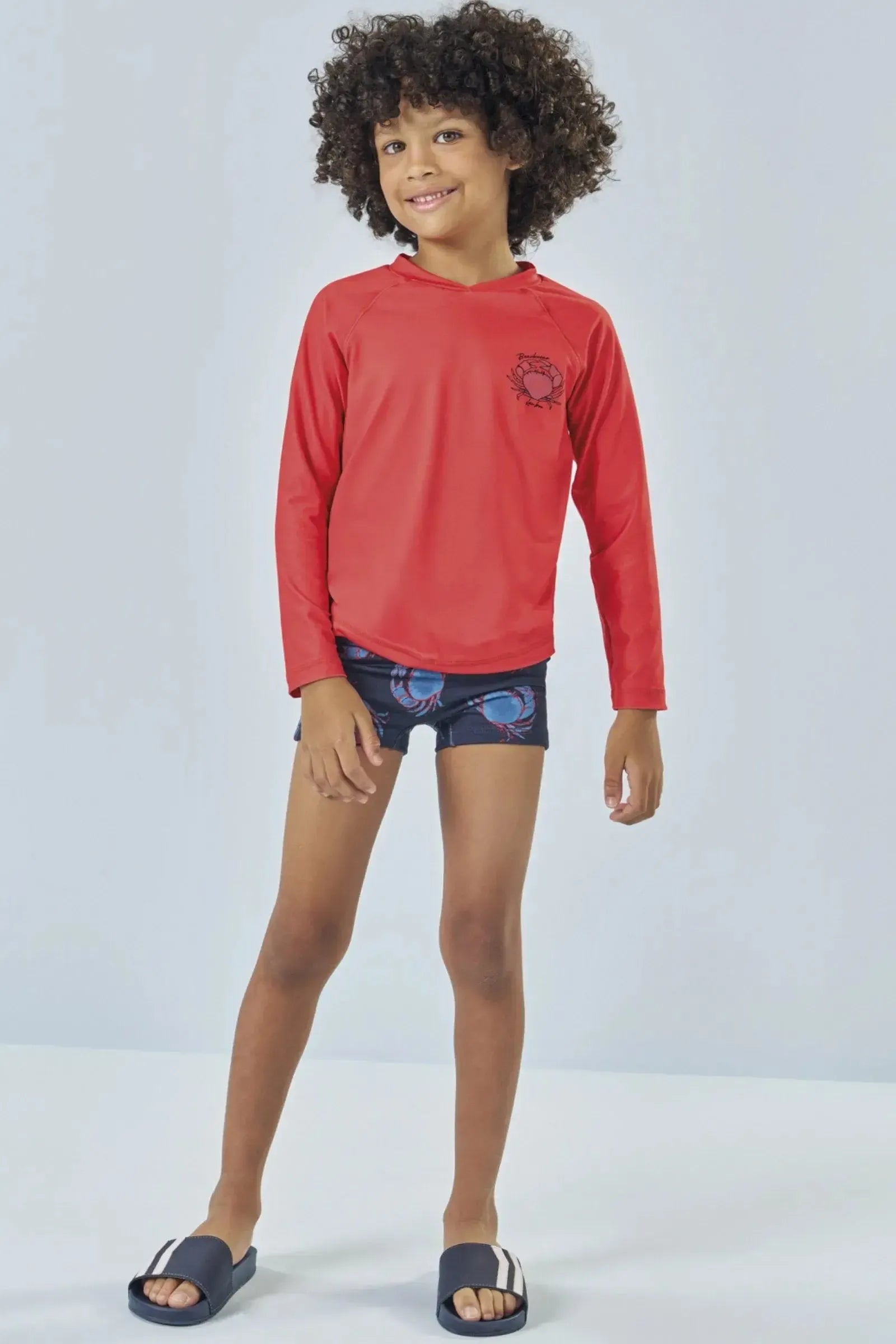 Conjunto de Camiseta e Sunga em Malha UV Dry com Proteção UV 50+ 85123 LucBoo Infantil Menino