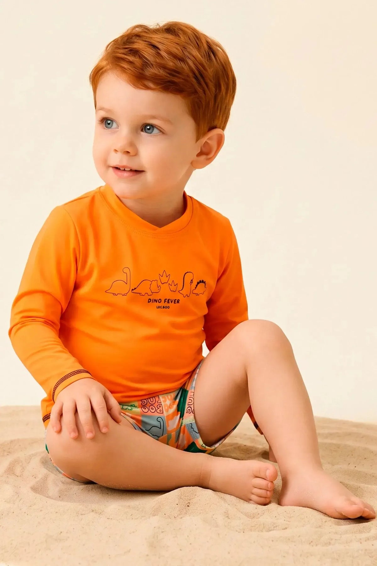Conjunto de Camiseta e Sunga em Malha UV Dry com Proteção UV 50+ 99277 LucBoo Infantil Menino