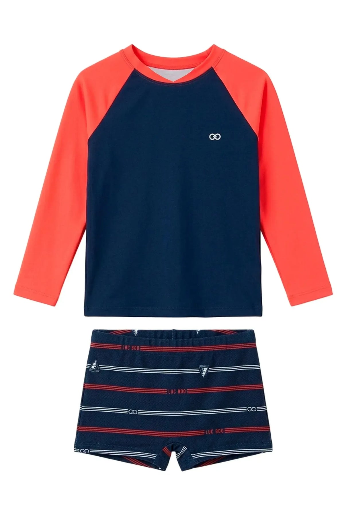 Conjunto de Camiseta e Sunga em Malha UV Dry com Proteção UV50+ 24702 LucBoo Infantil Menino
