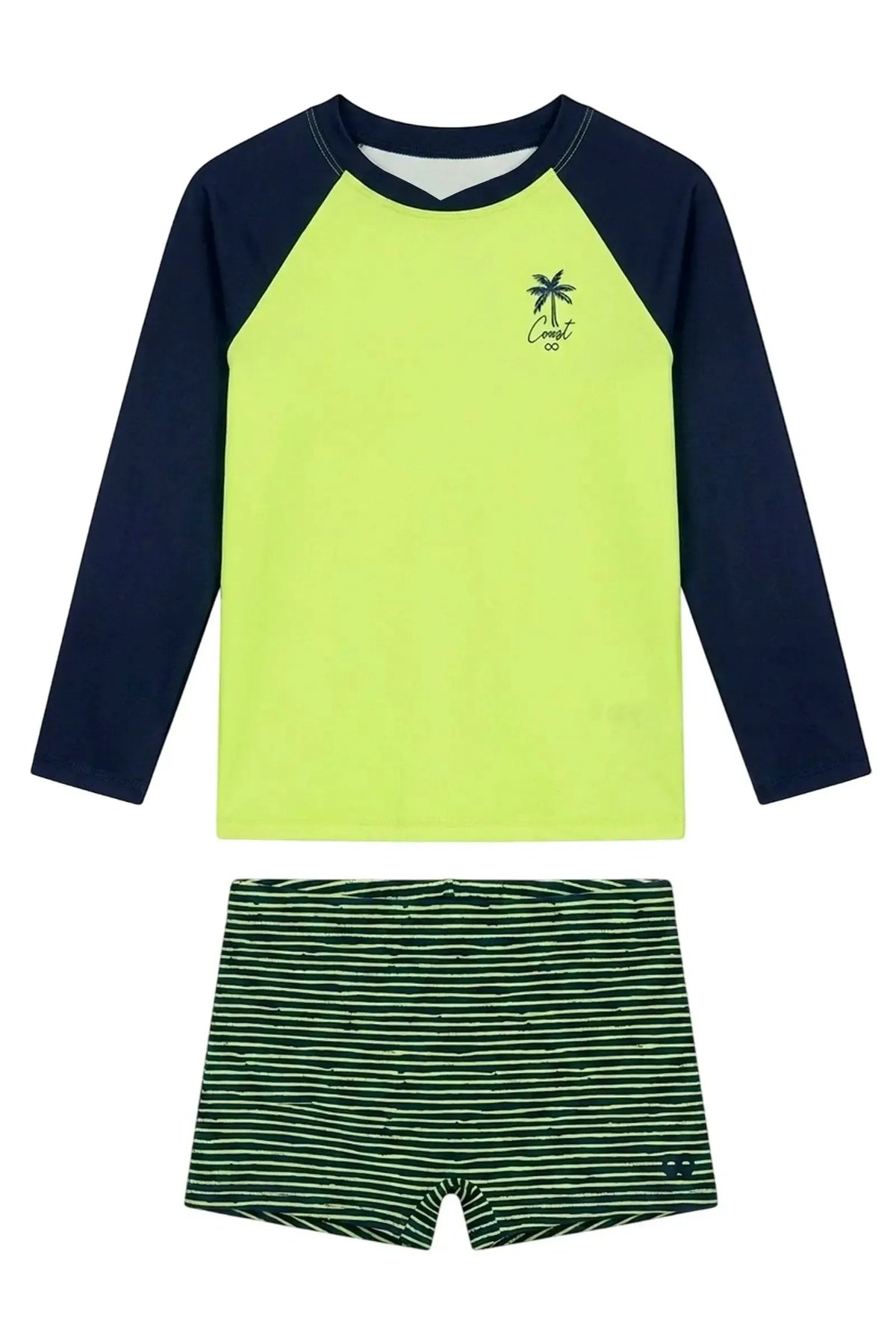Conjunto de Camiseta e Sunga em Malha UV Dry com Proteção UV50+ 24729 LucBoo Infantil Menino