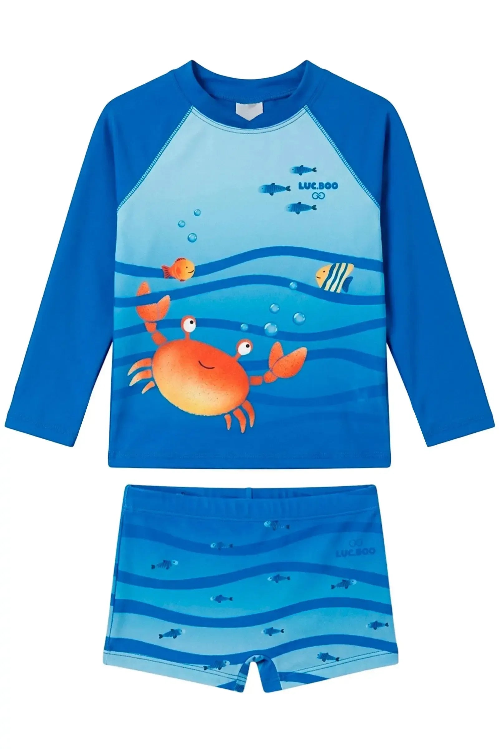Conjunto de Camiseta e Sunga em Malha UV Dry com Proteção UV50+ 24759 LucBoo Bebê Menino