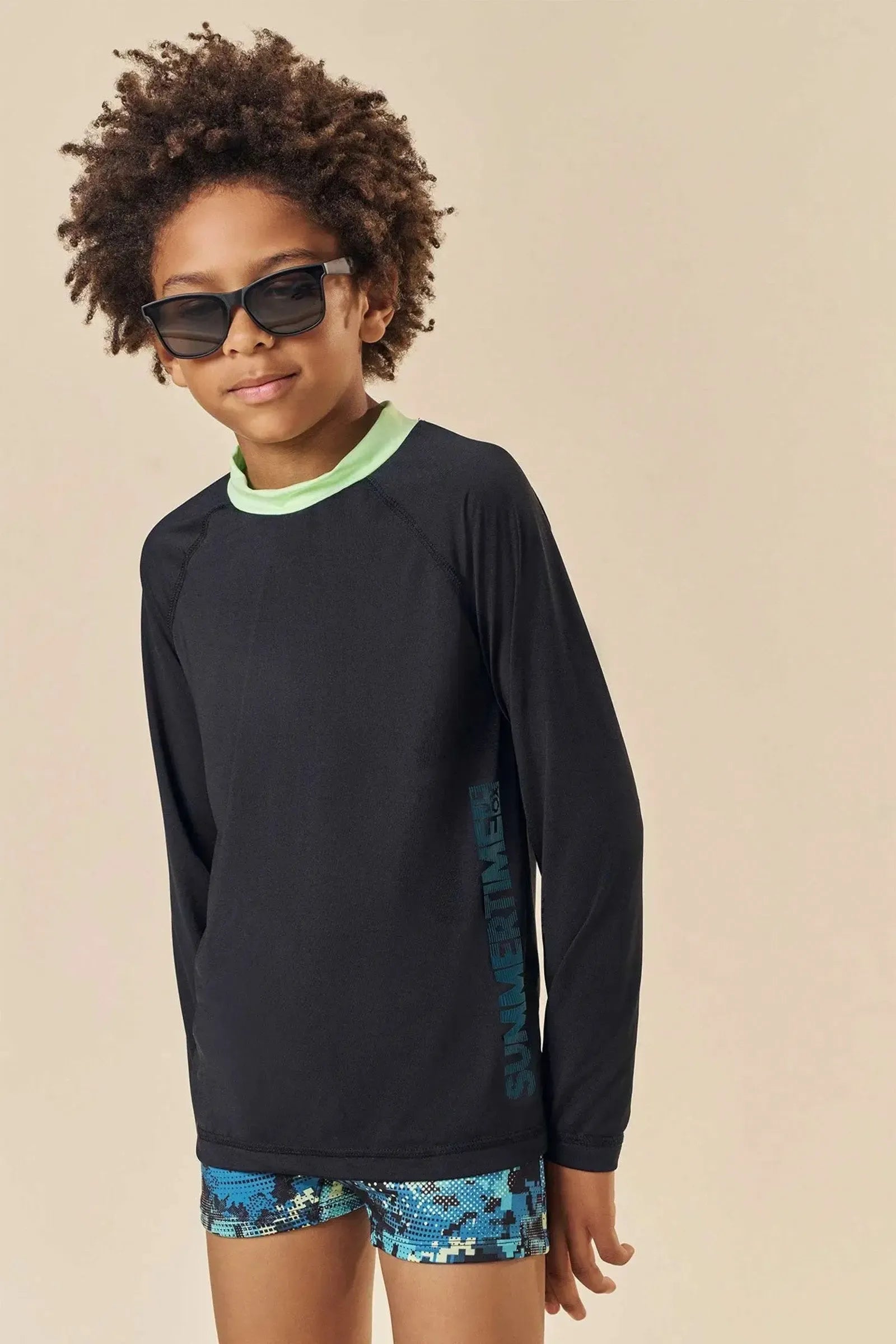 Conjunto de Camiseta e Sunga em Malha Uv Dry com Proteção UV50+ 85338 Johnny Fox Teen Menino