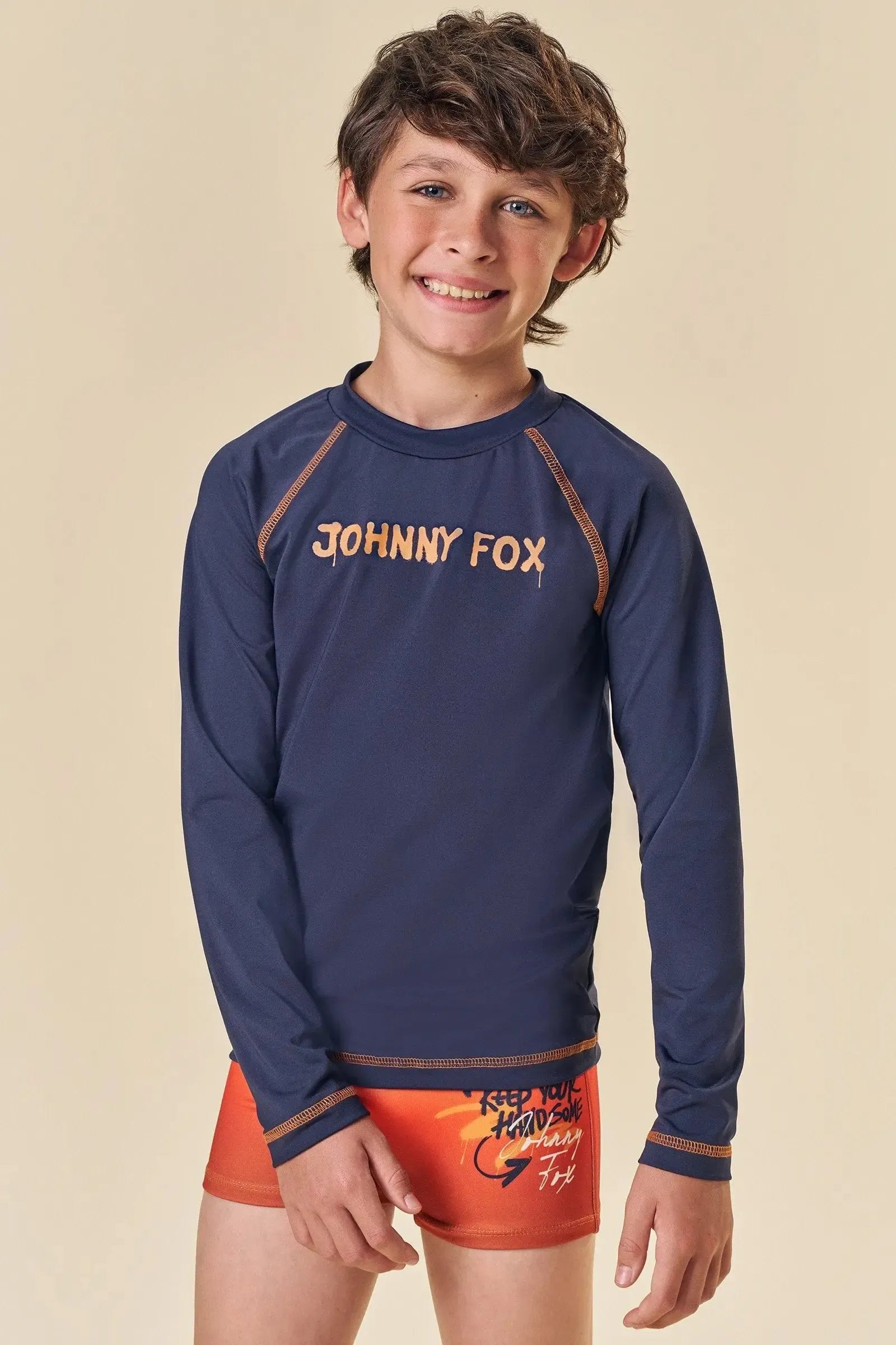 Conjunto de Camiseta e Sunga em Malha Uv Dry com Proteção UV50+ 85440 Johnny Fox Teen Menino