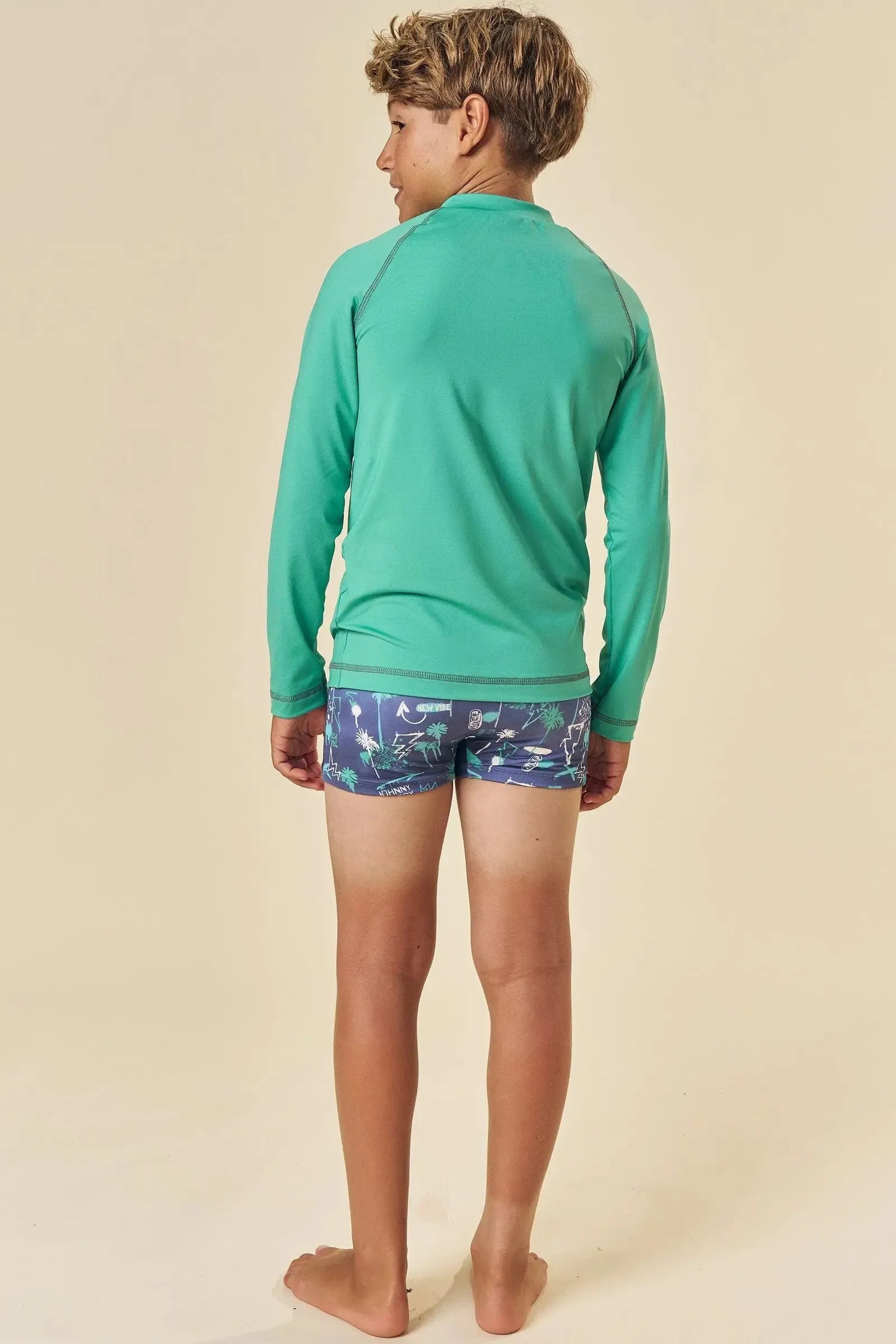 Conjunto de Camiseta e Sunga em Malha Uv Dry com Proteção Uv50+ 85444 Johnny Fox Teen Menino