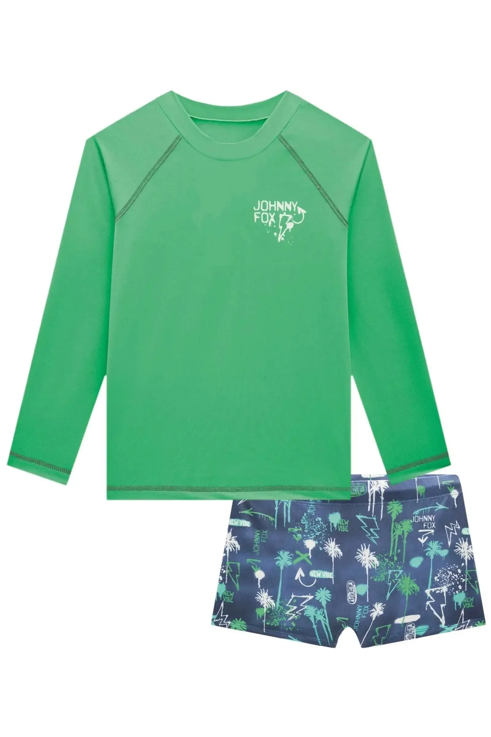 Conjunto de Camiseta e Sunga em Malha Uv Dry com Proteção Uv50+ 85444 Johnny Fox Teen Menino