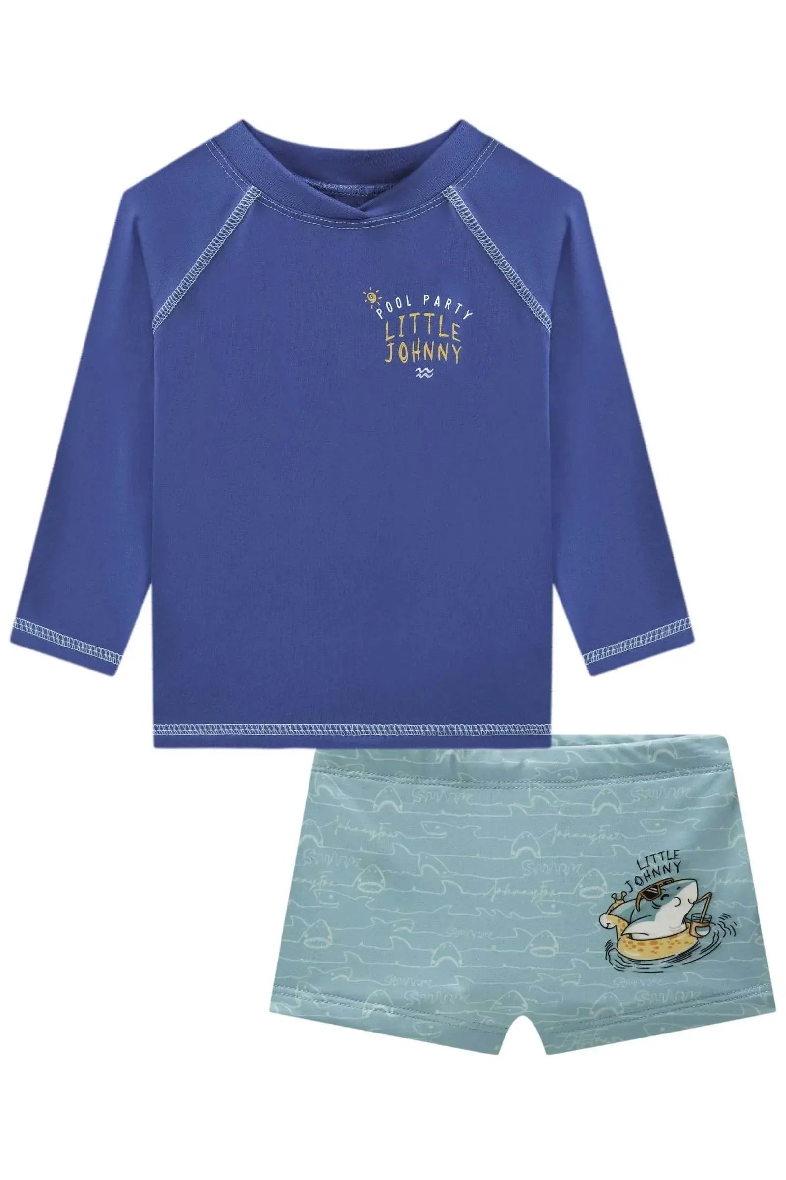 Conjunto de Camiseta e Sunga em Malha Uv Dry com Proteção UV50+ 87858 Johnny Fox Bebê Menino