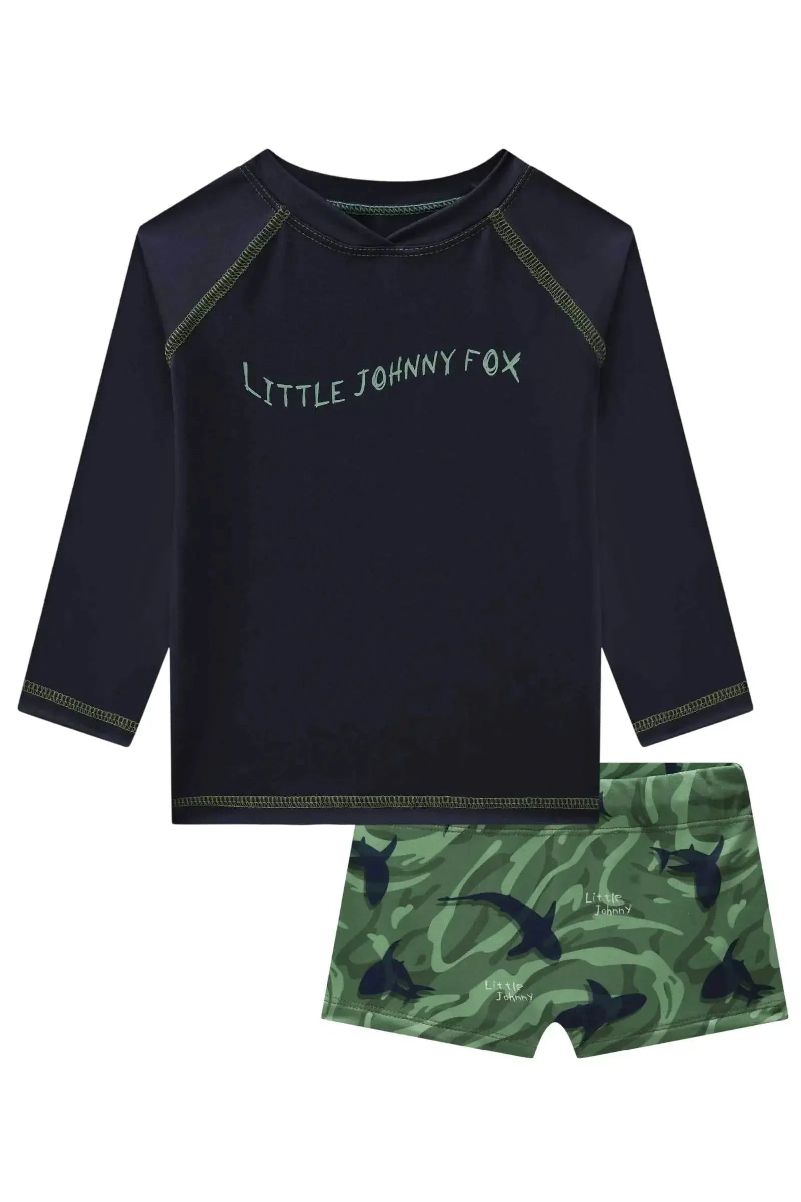 Conjunto de Camiseta e Sunga em Malha Uv Dry com Proteção UV50+ 88301 Johnny Fox Bebê Menino