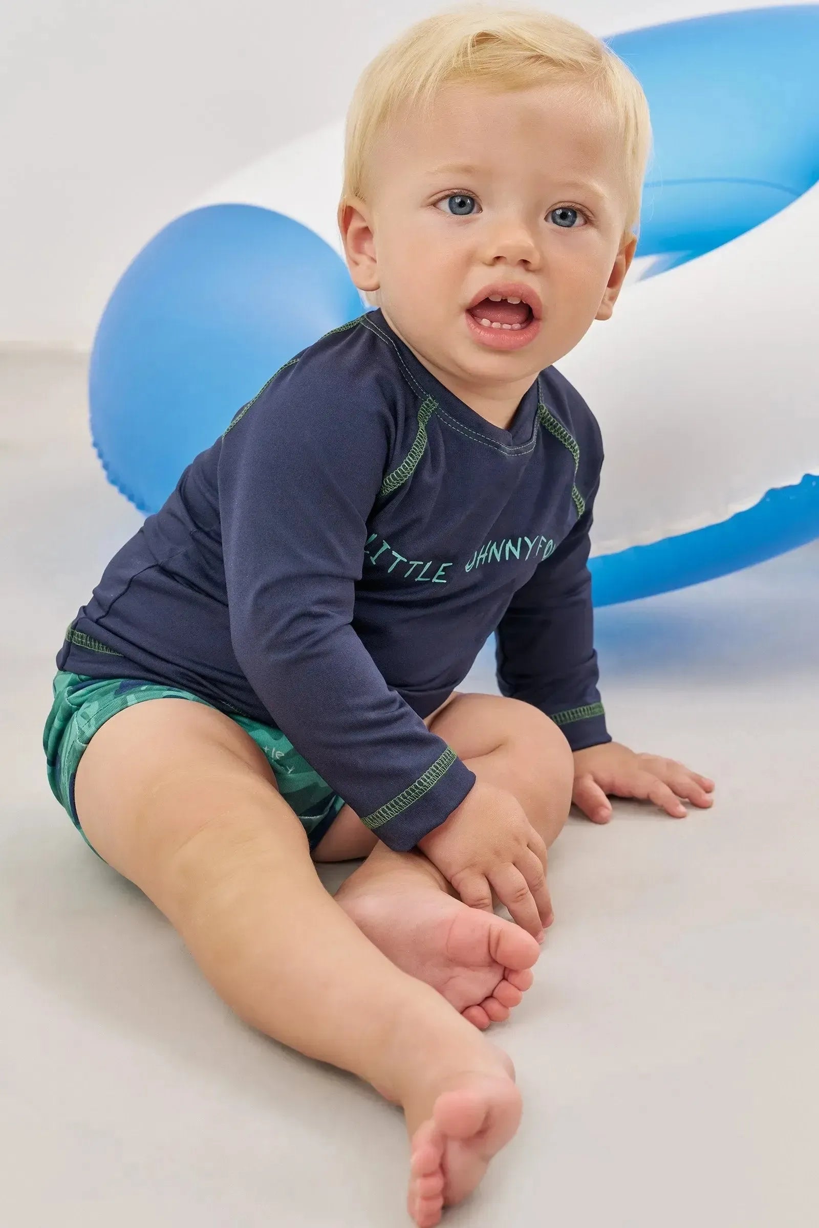 Conjunto de Camiseta e Sunga em Malha Uv Dry com Proteção UV50+ 88301 Johnny Fox Bebê Menino