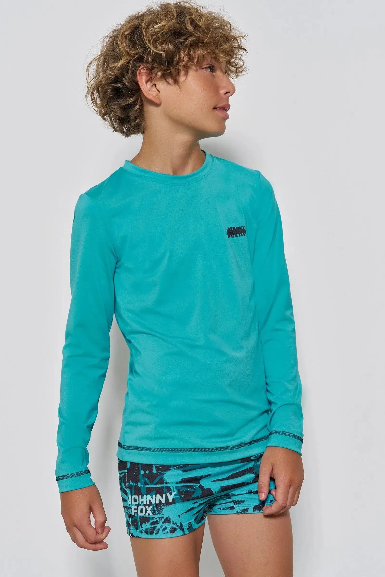 Conjunto de Camiseta e Sunga em Malha Uv Dry com Proteção UV50+ 88612 Johnny Fox Teen Menino