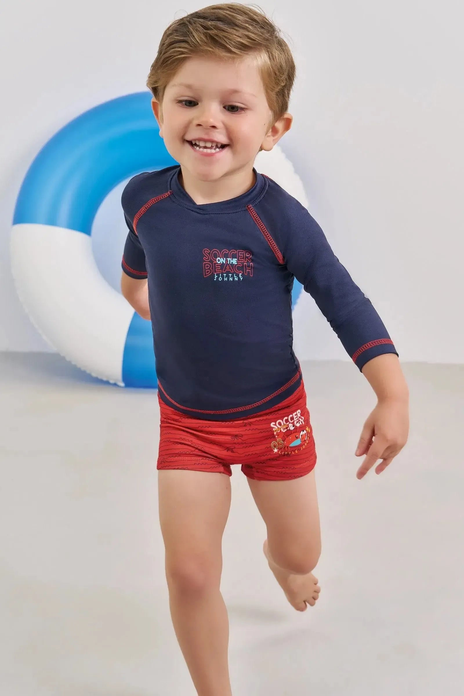 Conjunto de Camiseta e Sunga em Malha Uv Dry com Proteção UV50+ 88719 Johnny Fox Bebê Menino