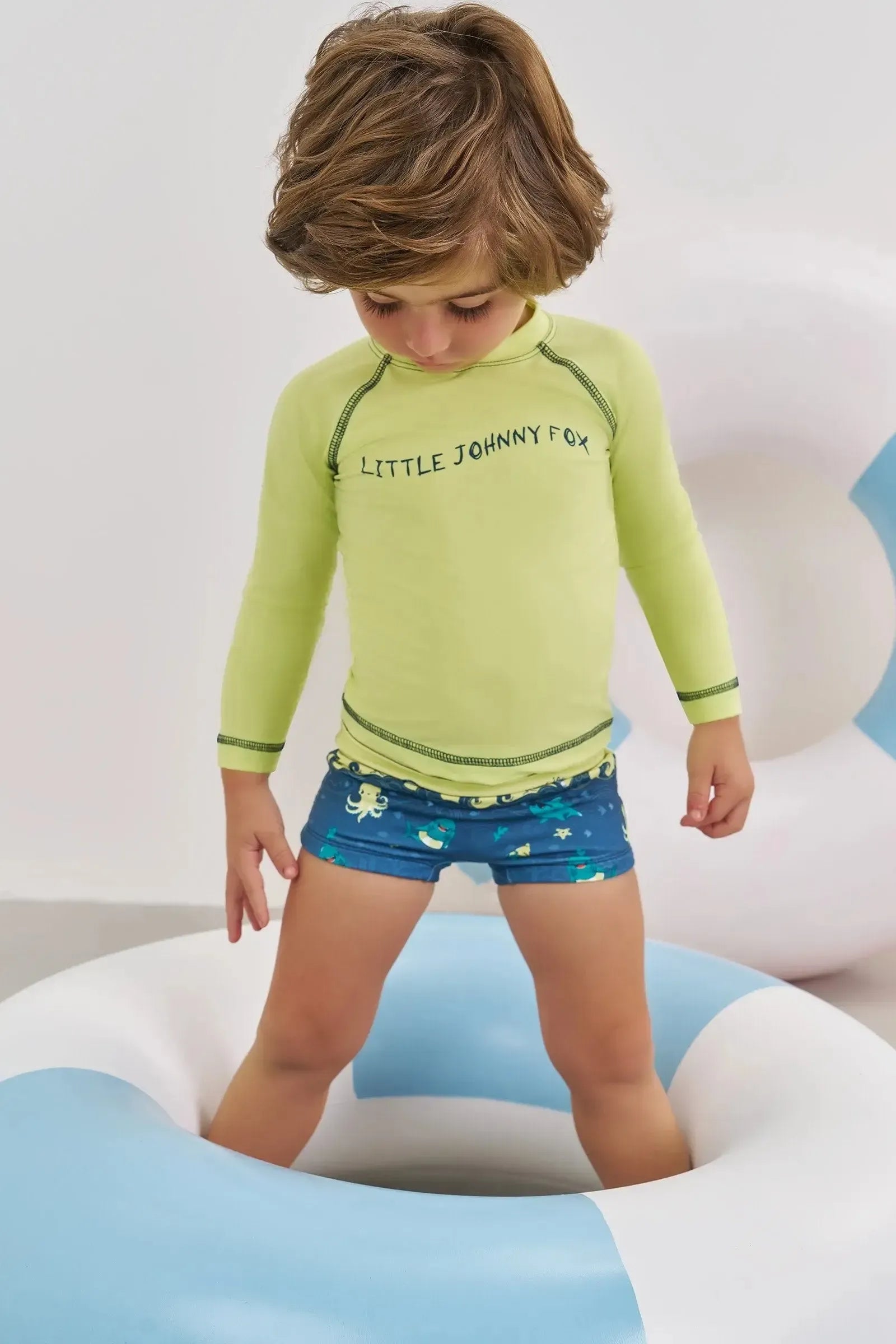 Conjunto de Camiseta e Sunga em Malha Uv Dry com Proteção UV50+ 88778 Johnny Fox Bebê Menino