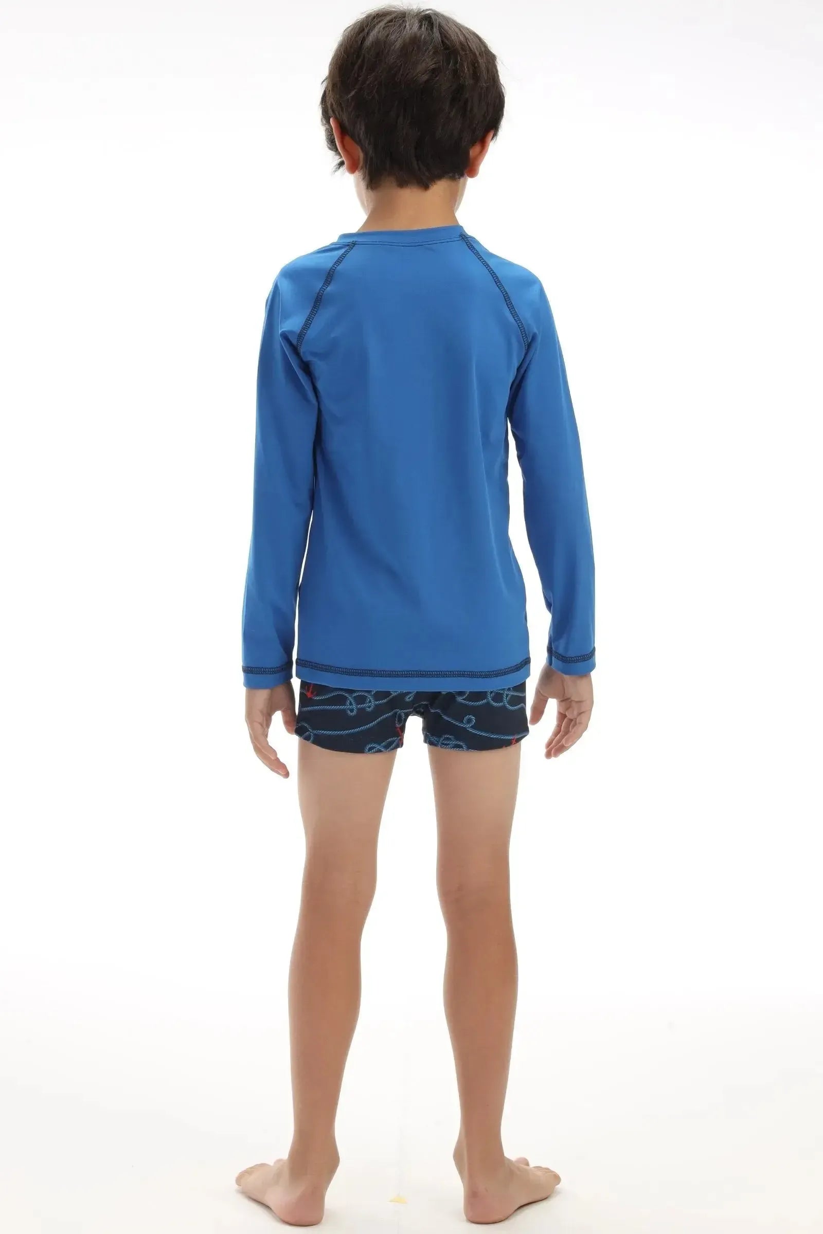 Conjunto de Camiseta e Sunga em Malha UV Dry com Proteção UV50+ 92478 LucBoo Infantil Menino