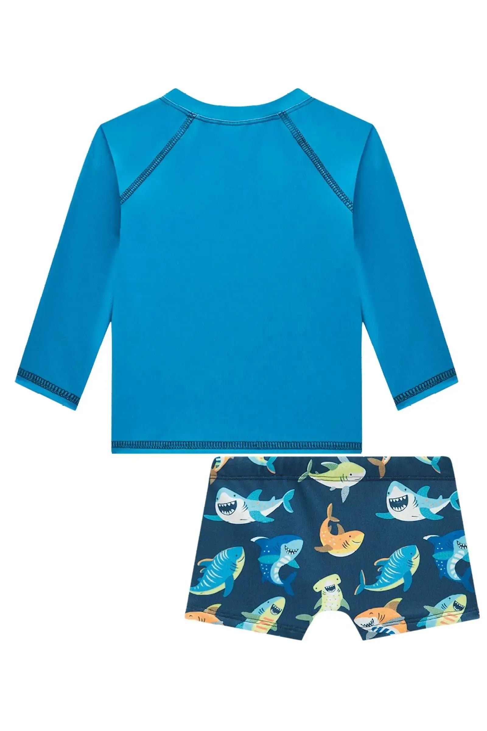 Conjunto de Camiseta e Sunga em Malha UV Dry com Proteção UV50+ 95707 LucBoo Bebê Menino