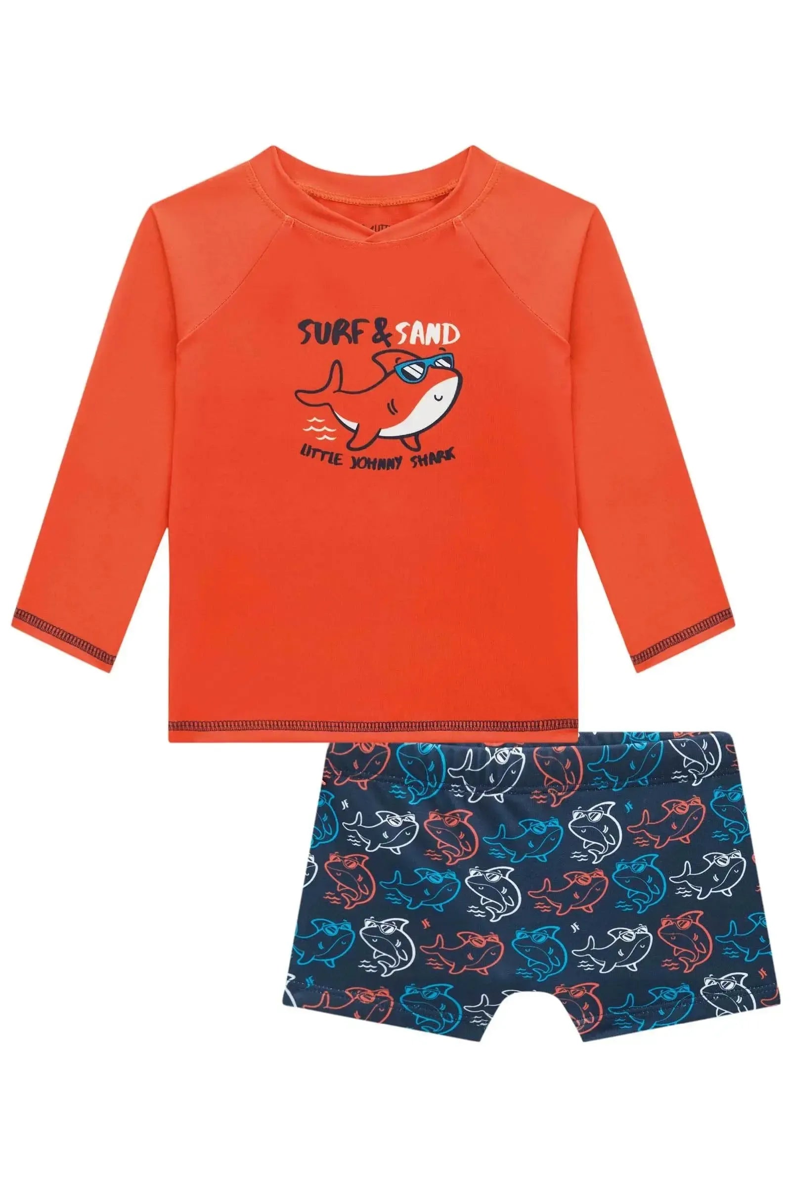 Conjunto de Camiseta e Sunga em Malha Uv Dry com Proteção UV50+ 95711 Johnny Fox Bebê Menino