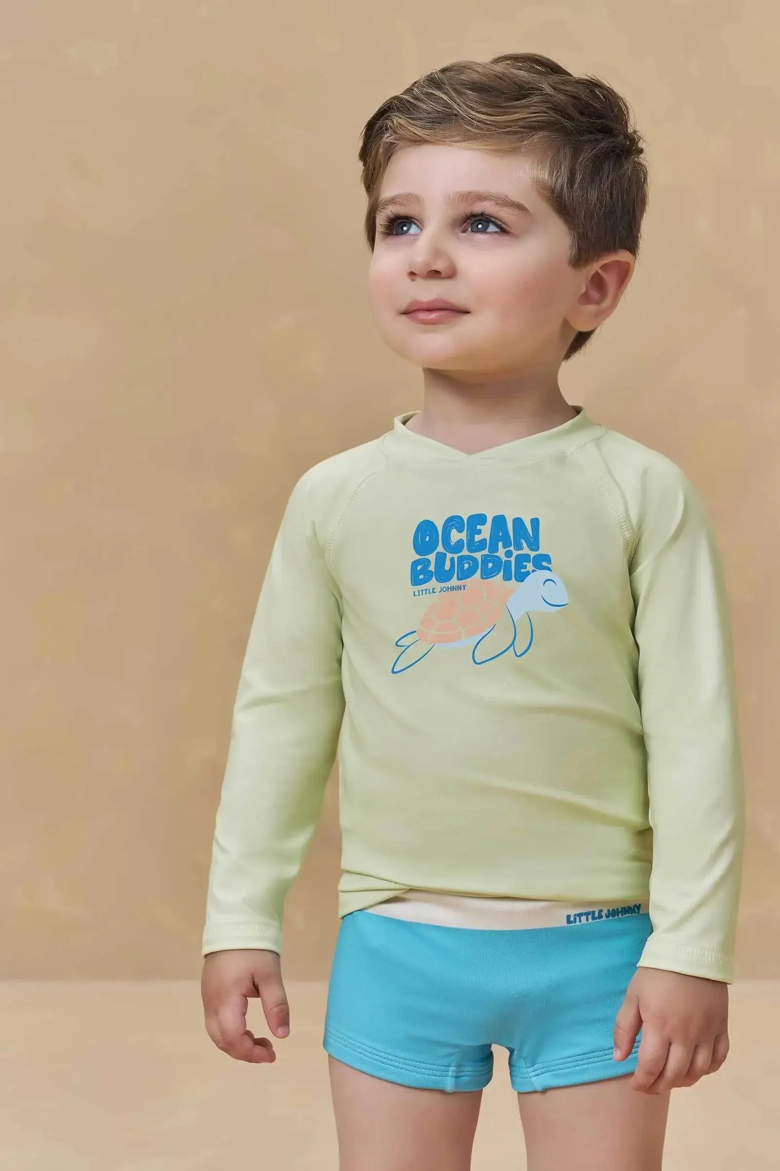 Conjunto de Camiseta e Sunga em Malha Uv Dry com Proteção UV50+ 95735 Johnny Fox Bebê Menino