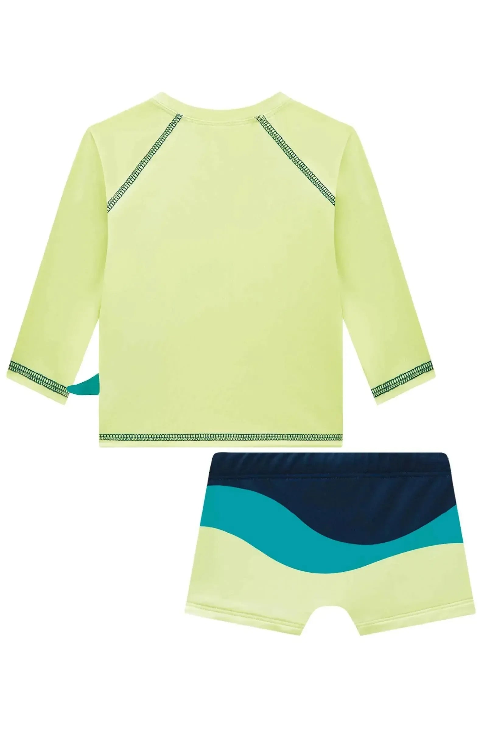Conjunto de Camiseta e Sunga em Malha UV Dry com Proteção UV50+ 96063 LucBoo Bebê Menino