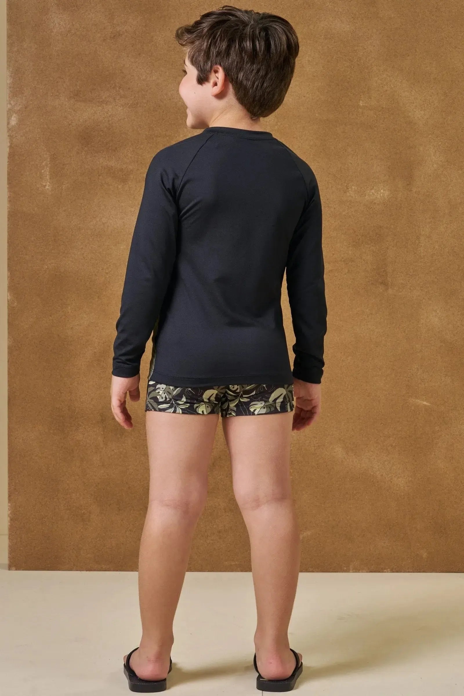 Conjunto de Camiseta e Sunga em Malha UV Dry com Proteção UV50+ 96117 LucBoo Infantil Menino
