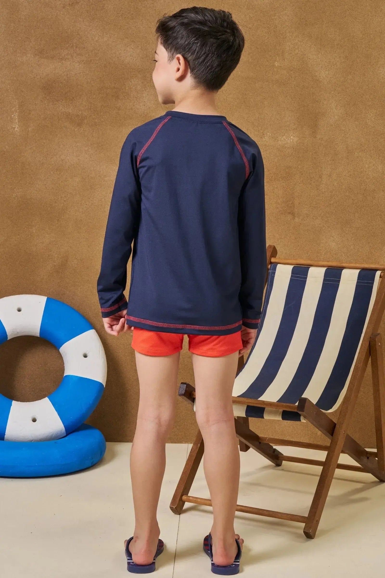Conjunto de Camiseta e Sunga em Malha UV Dry com Proteção UV50+ 96125 LucBoo Infantil Menino