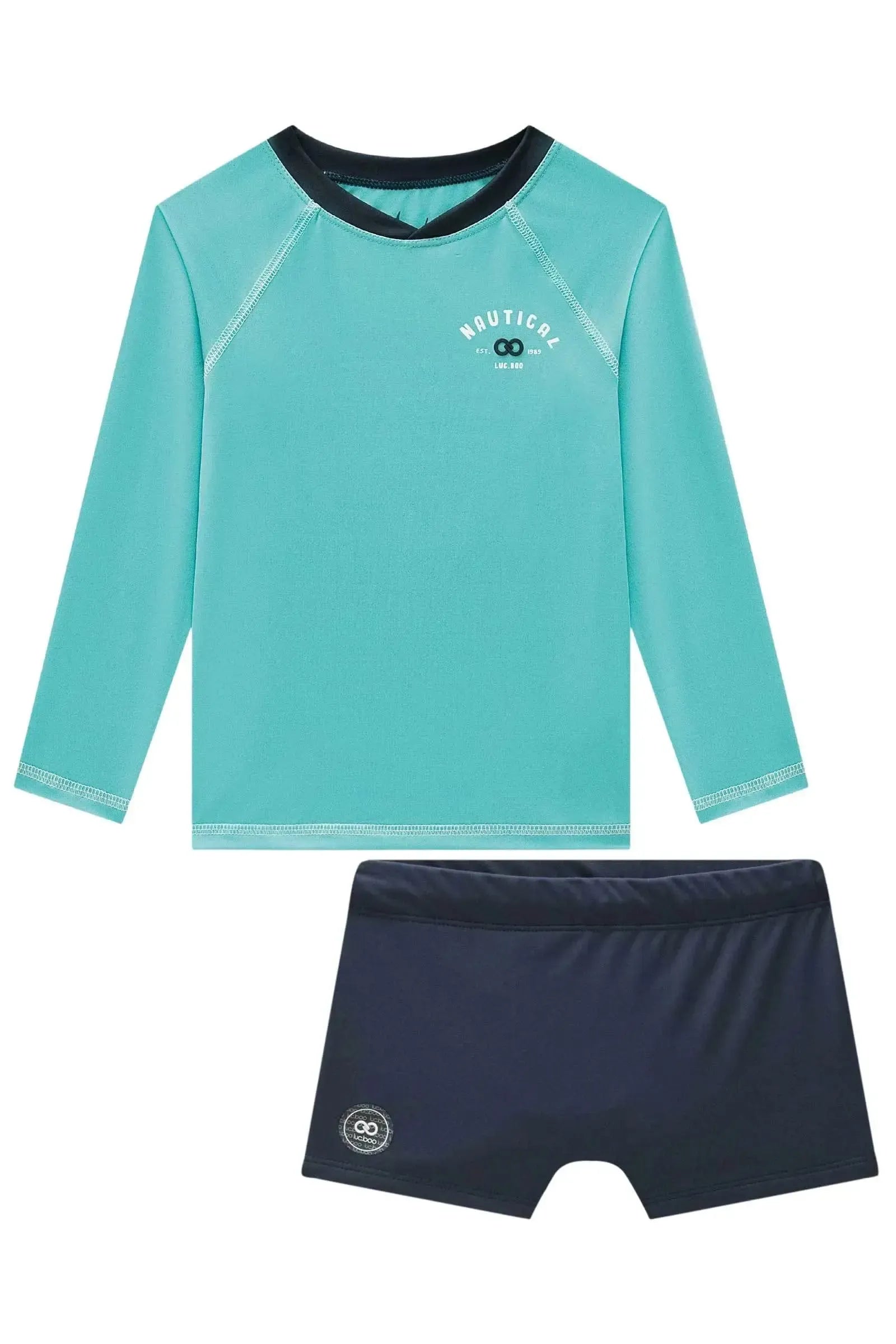 Conjunto de Camiseta e Sunga em Malha UV Dry com Proteção UV50+ 96173 LucBoo Infantil Menino