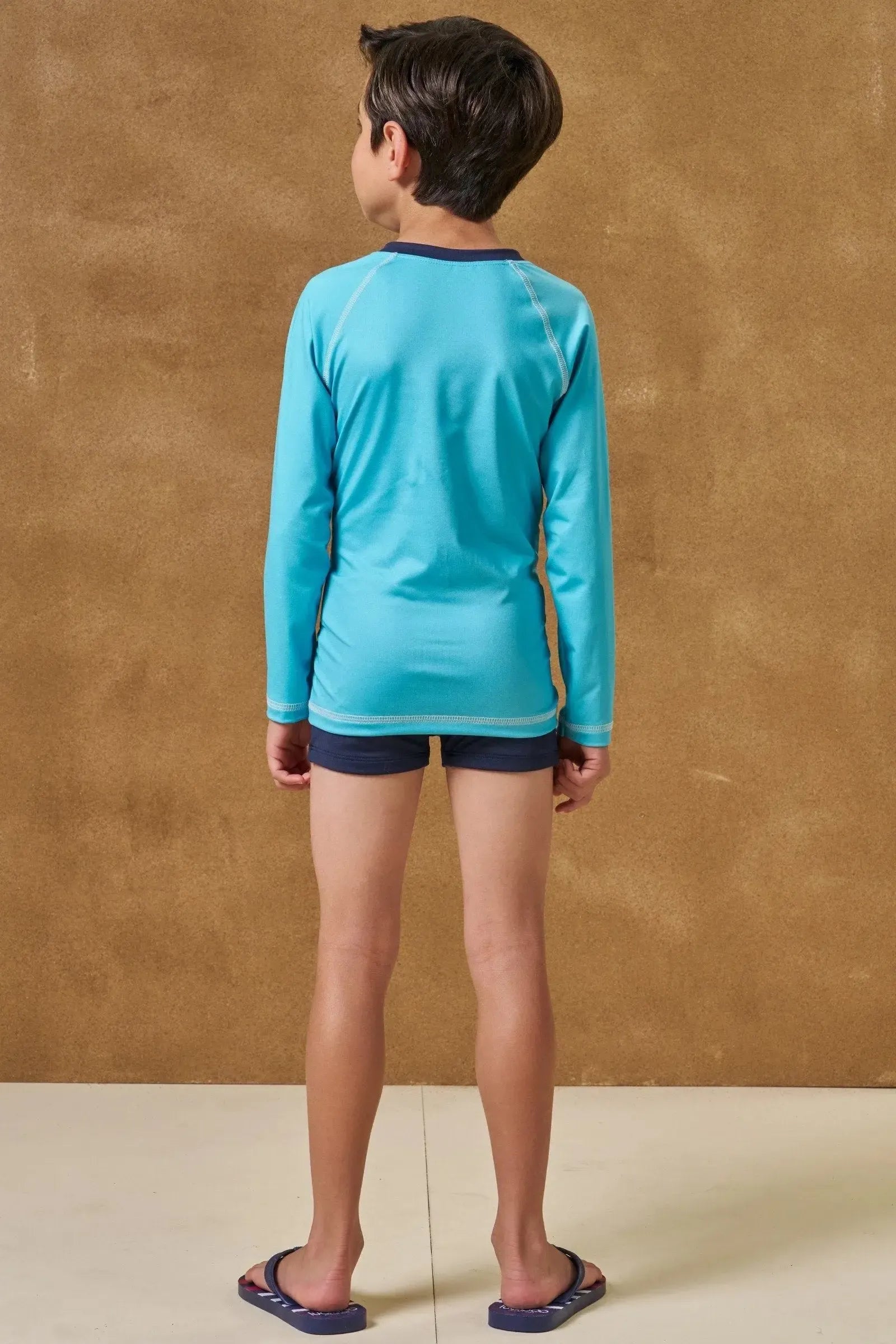 Conjunto de Camiseta e Sunga em Malha UV Dry com Proteção UV50+ 96173 LucBoo Infantil Menino