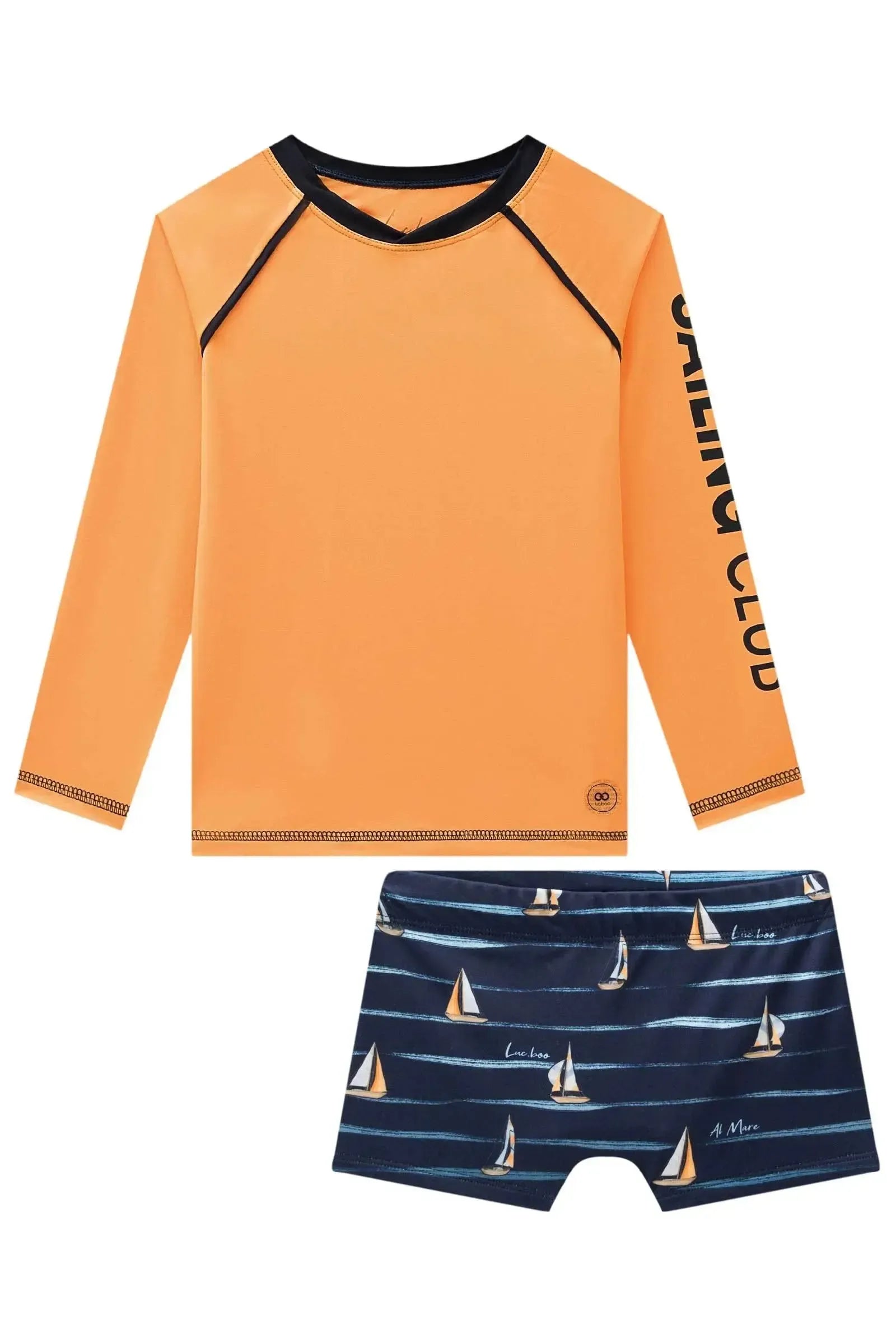 Conjunto de Camiseta e Sunga em Malha UV Dry com Proteção UV50+ 96174 LucBoo Infantil Menino