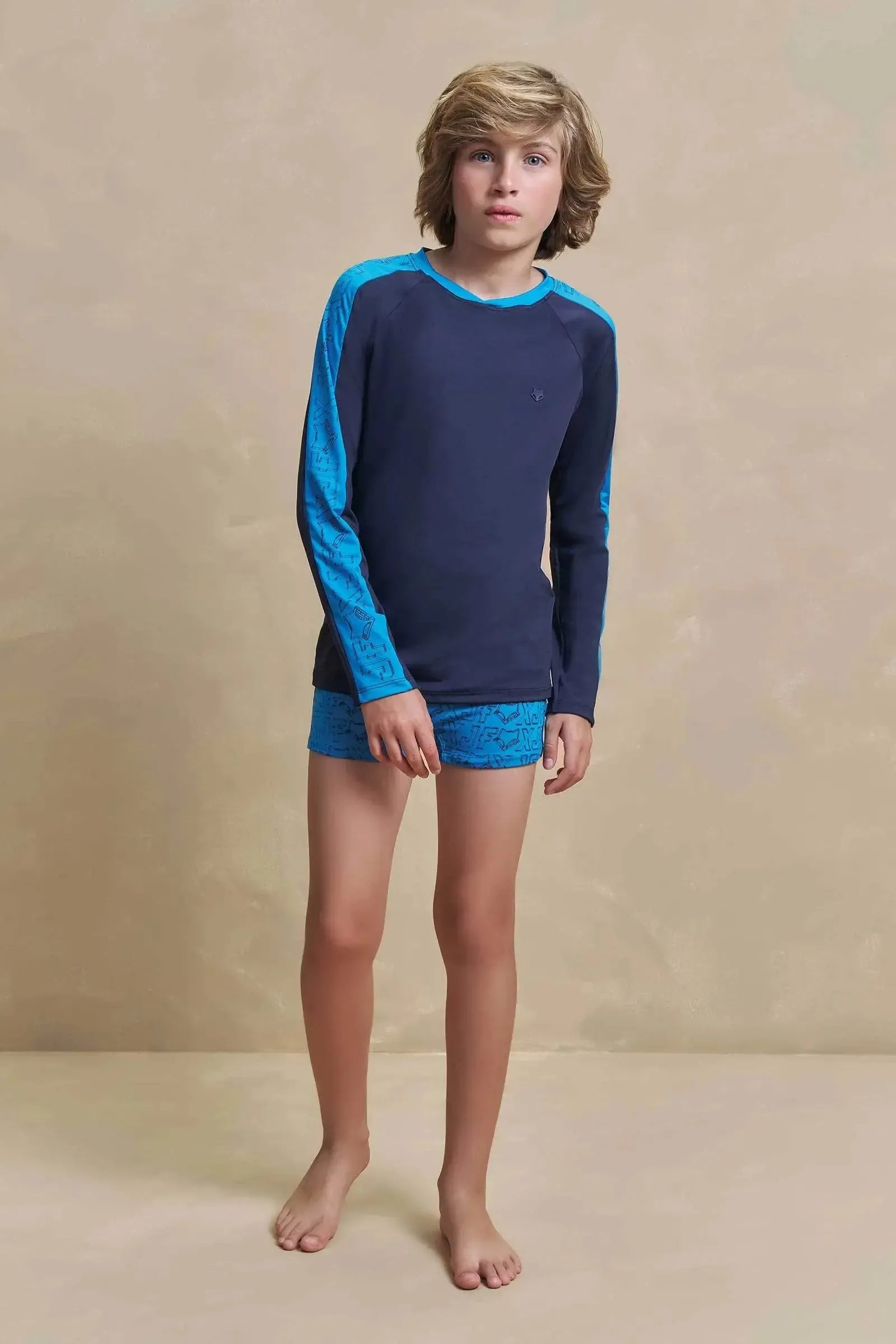 Conjunto de Camiseta e Sunga em Malha Uv Dry com Proteção UV50+ 97324 Johnny Fox Teen Menino