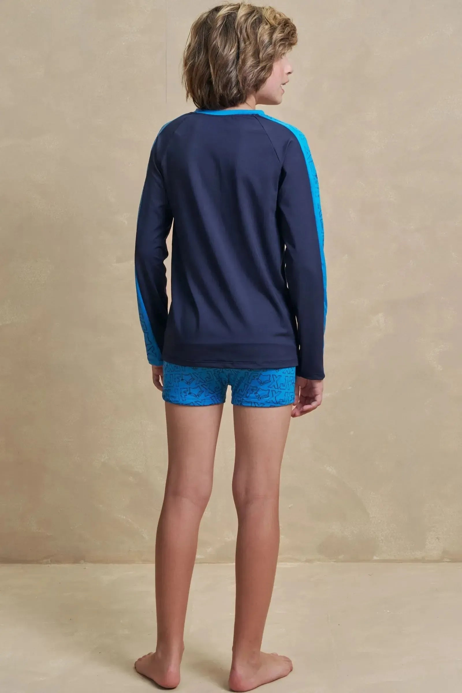 Conjunto de Camiseta e Sunga em Malha Uv Dry com Proteção UV50+ 97324 Johnny Fox Teen Menino